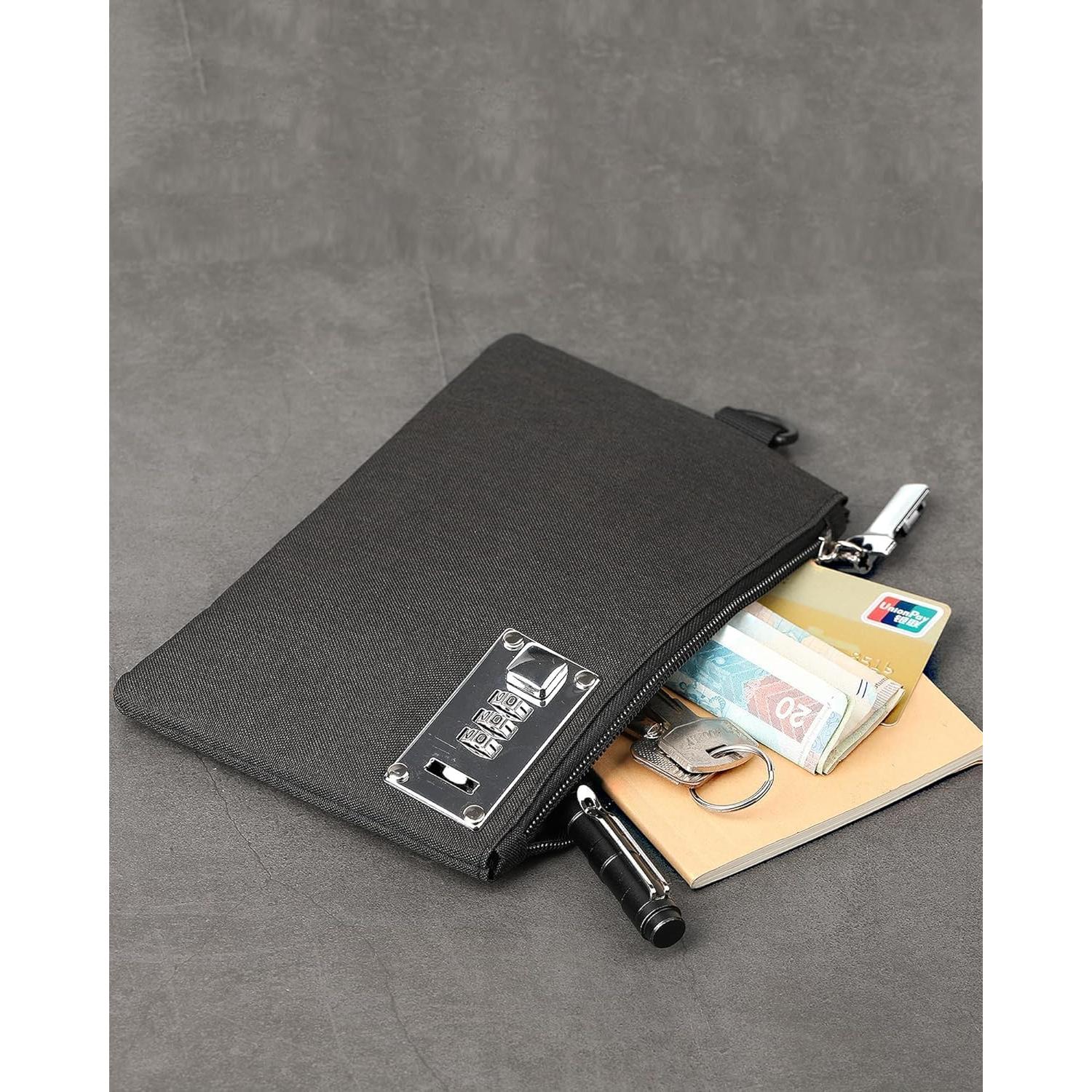 Bolsa de Dinero Cerrable GEEDUD 12.7x20.3 cm Nylon Negro