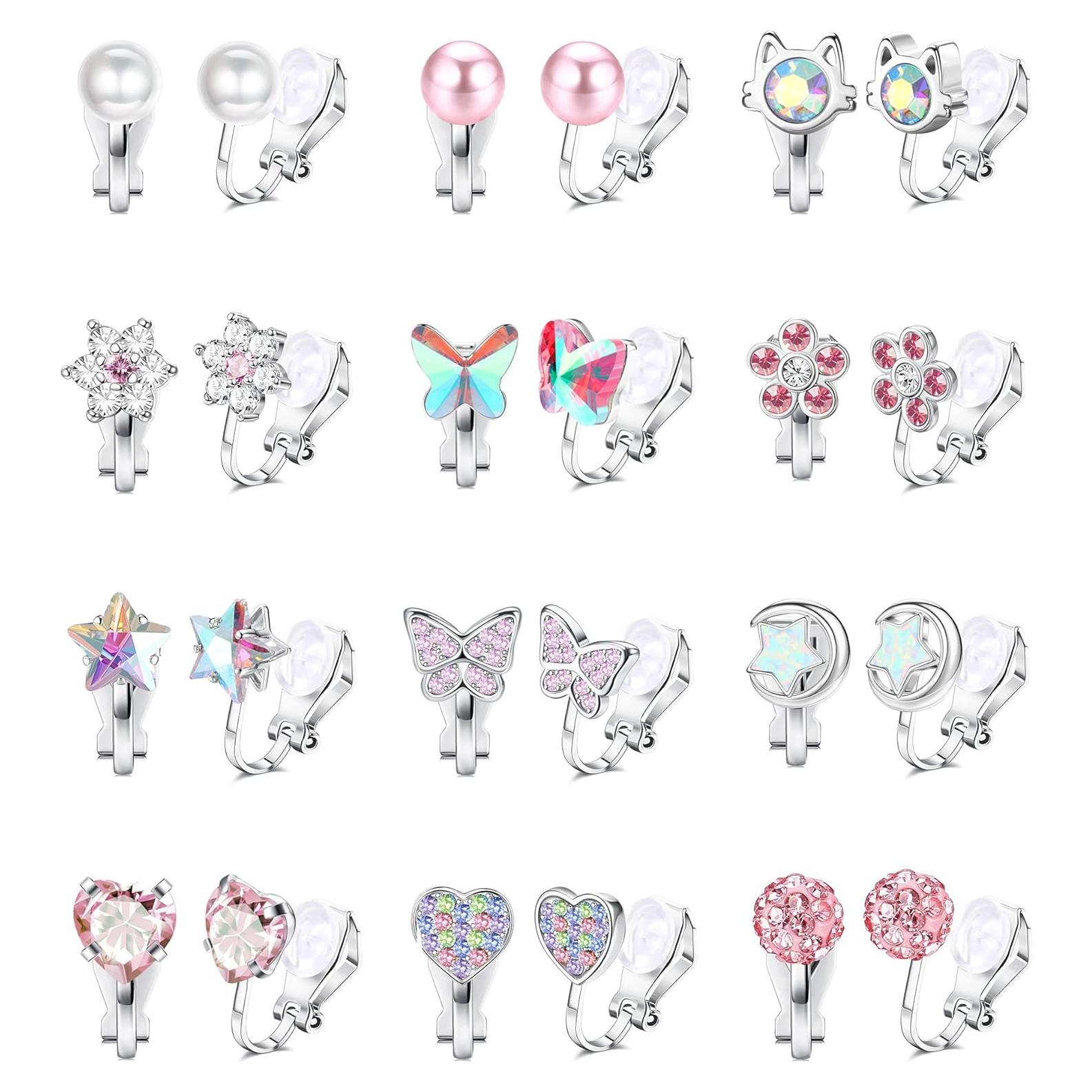 Pendientes de Clip Hipoalergénicos LOYALLOOK - 12 Pares Coloridos