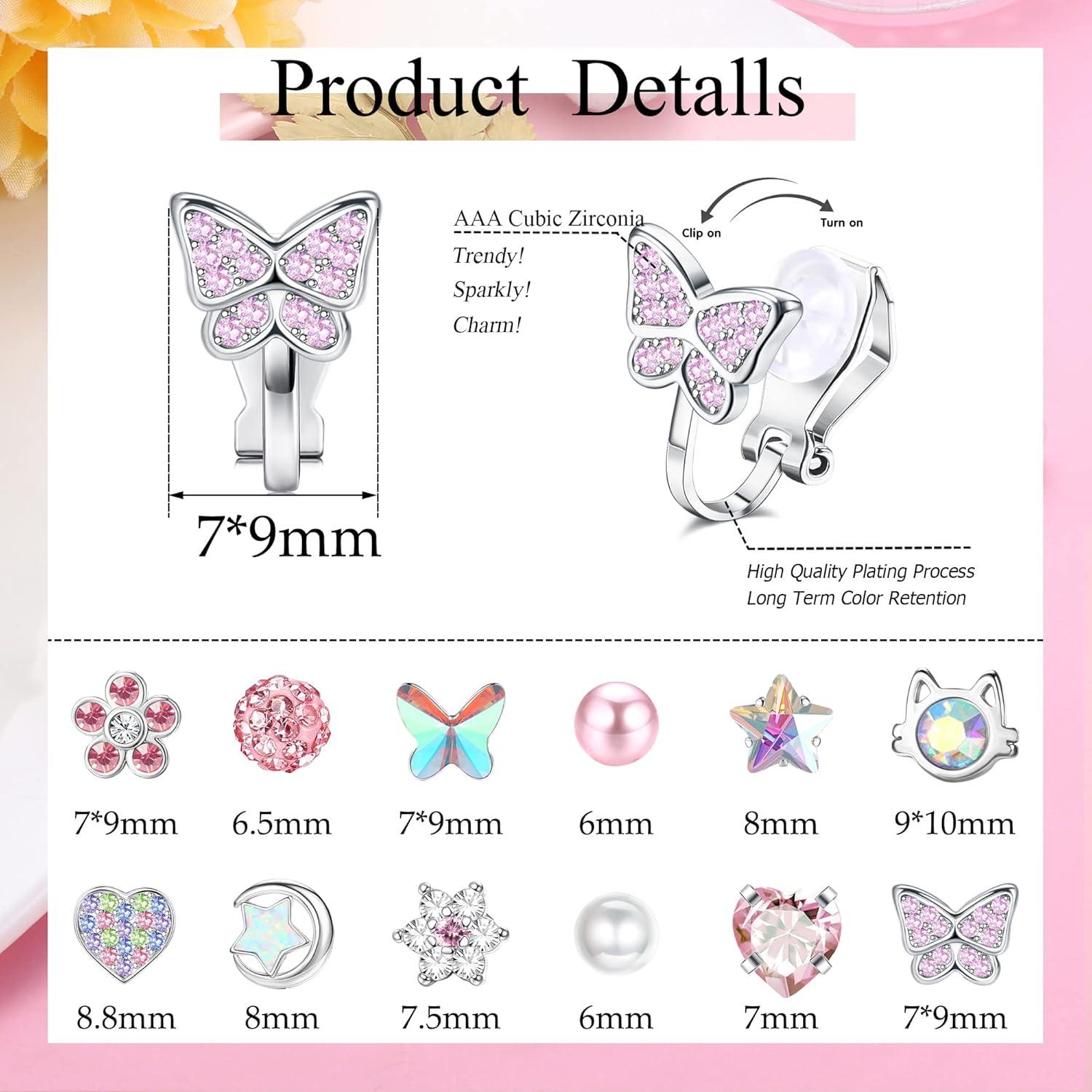 Pendientes de Clip Hipoalergénicos LOYALLOOK - 12 Pares Coloridos