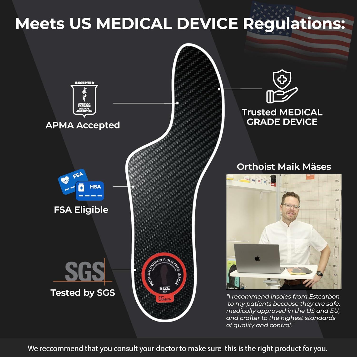 Plantilla ortopédica de fibra de carbono Erismet - Extensión de Mortons - Unisex