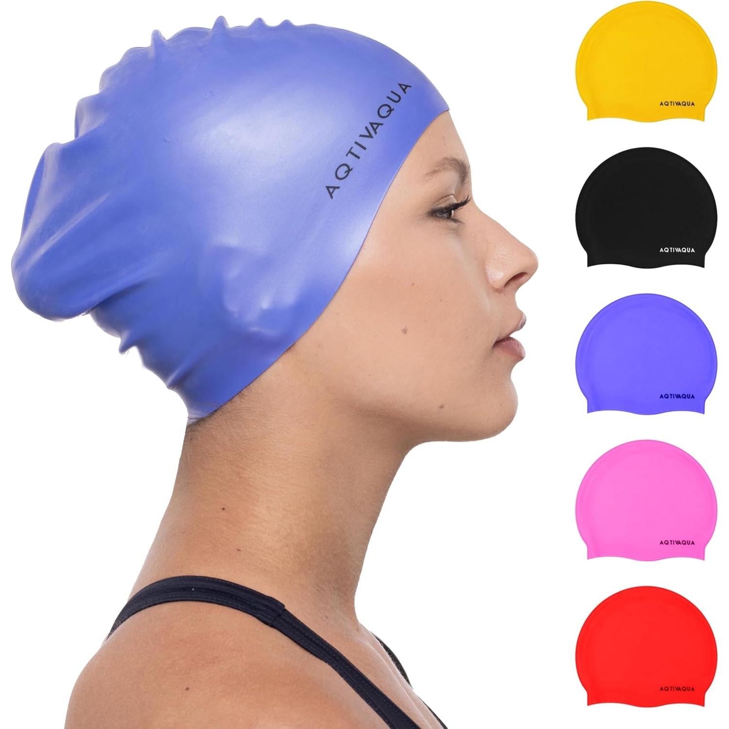 Gorro de Natación AqtivAqua de Silicona Impermeable Azul