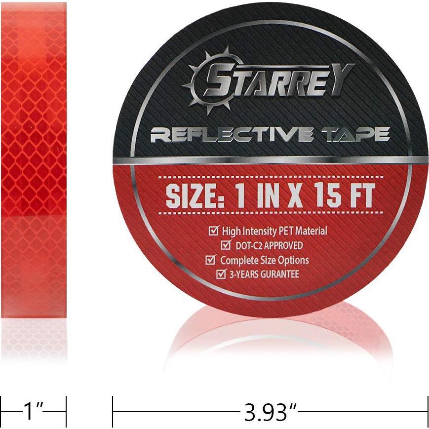 Cinta Reflectante de Seguridad 2.54 cm x 4.57 m Roja DOT-C2