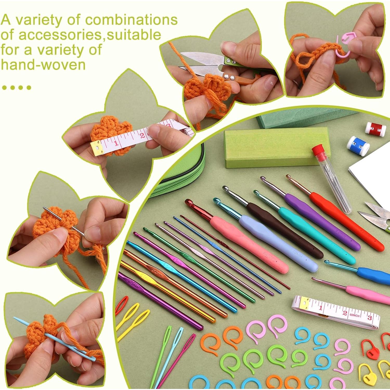 Juego de Ganchillos Ergonómicos Zlulary con Accesorios Verde