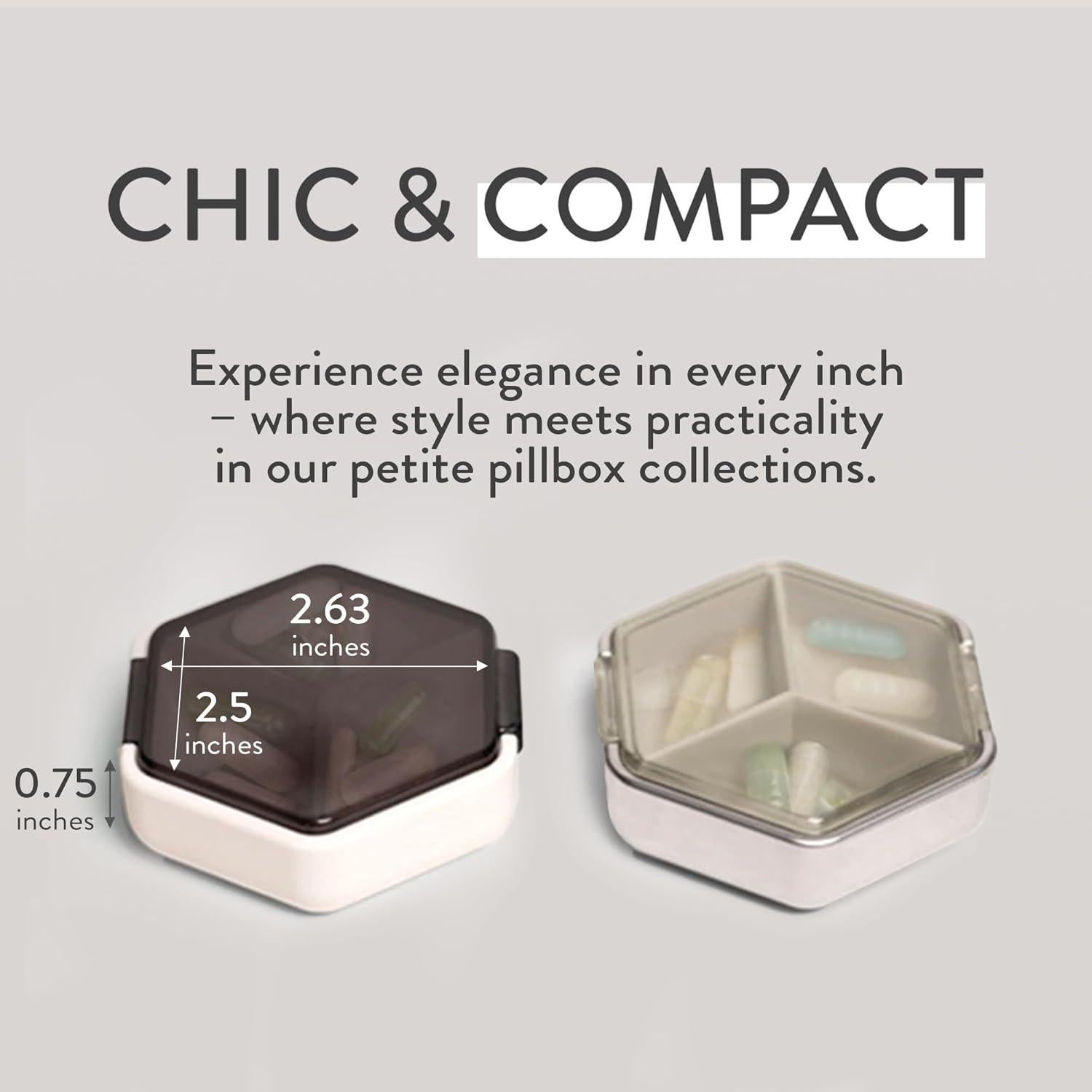 Juego de Cajas de Pastillas Compactas Mimi Medcessories - 2 Unidades Blanco y Platino