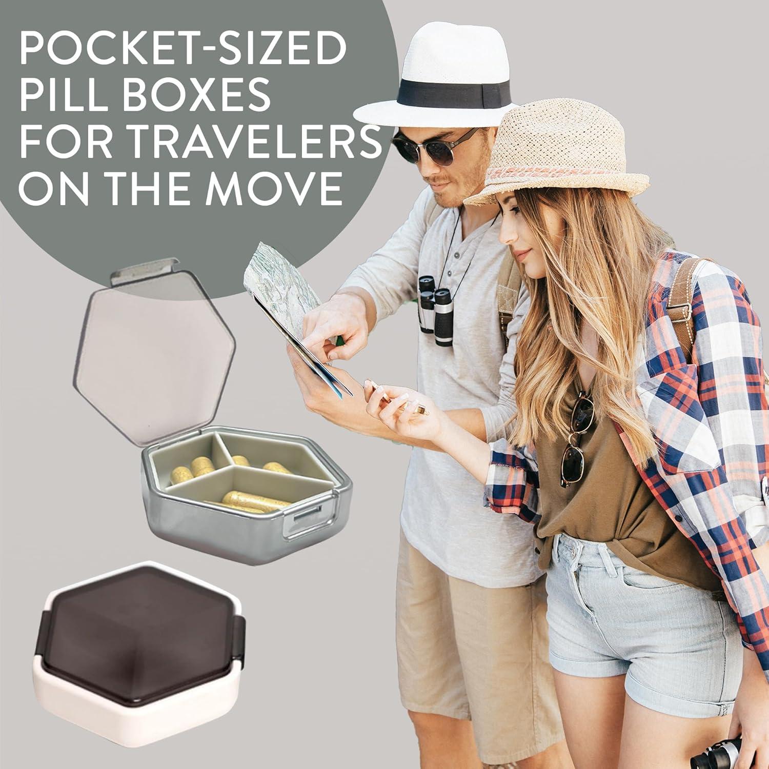 Juego de Cajas de Pastillas Compactas Mimi Medcessories - 2 Unidades Blanco y Platino