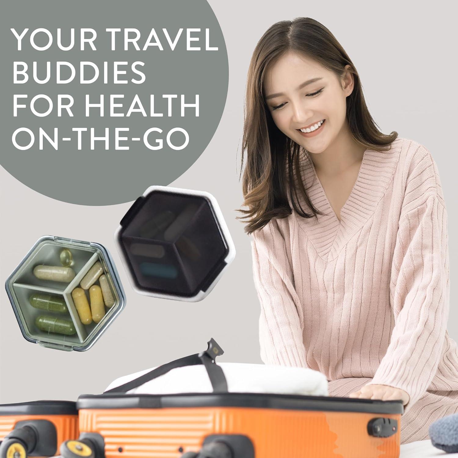 Juego de Cajas de Pastillas Compactas Mimi Medcessories - 2 Unidades Blanco y Platino