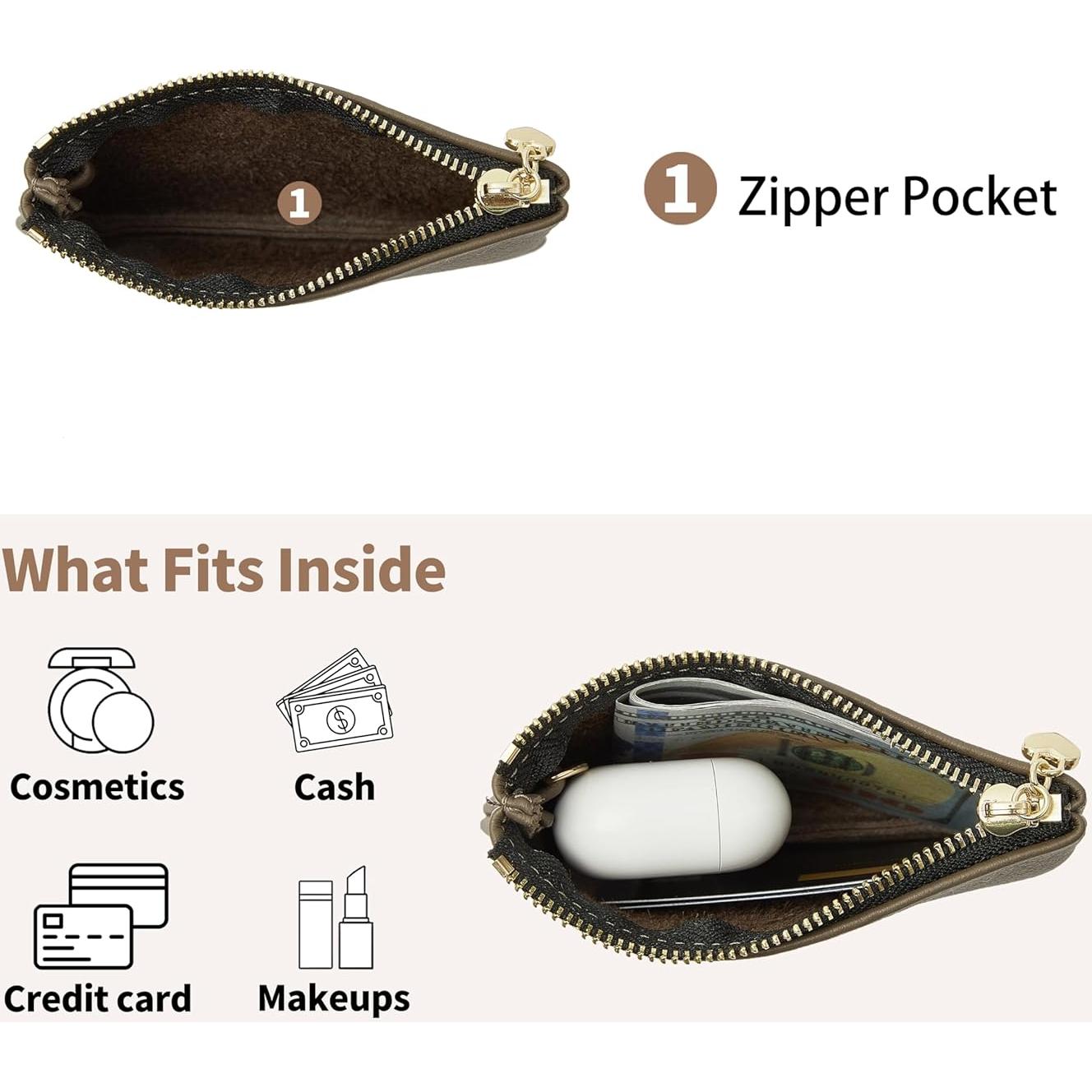 Monedero de Cuero Genuino DAILANDO Unisex Mini con Cremallera