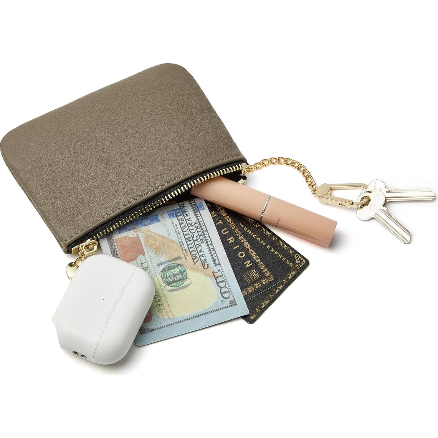 Monedero de Cuero Genuino DAILANDO Unisex Mini con Cremallera