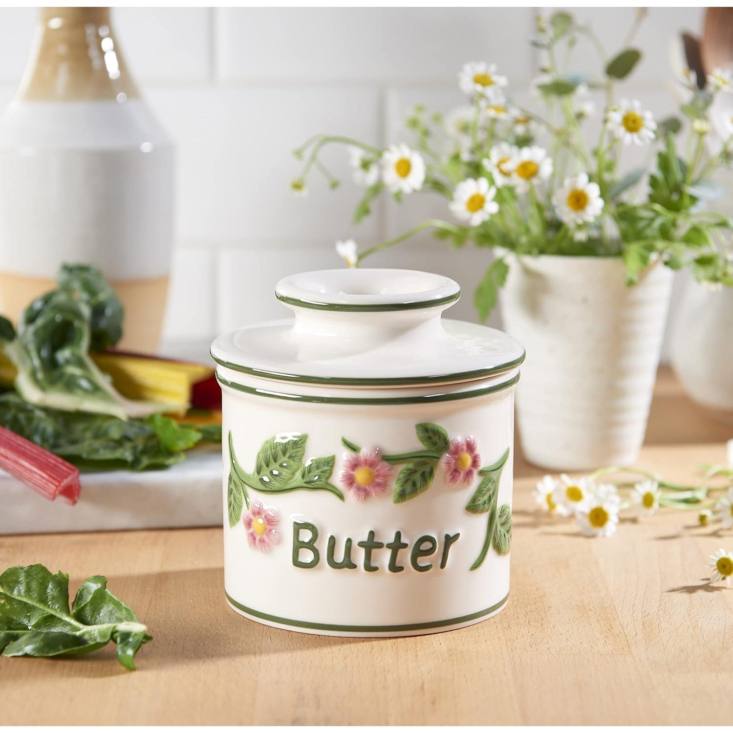 Butter Bell Crock Original L. Tremain Cerámica Floral 0.5 Tazas