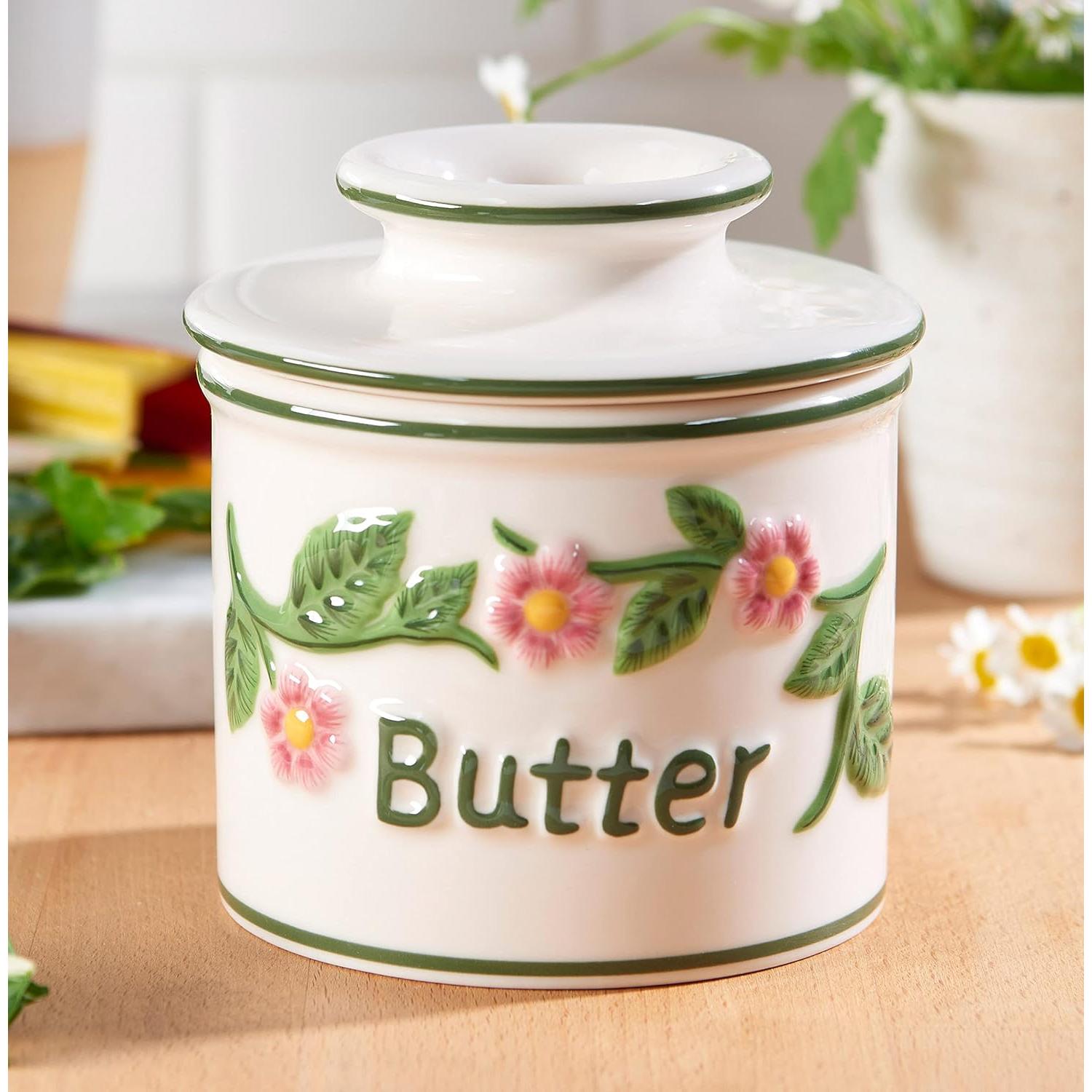 Butter Bell Crock Original L. Tremain Cerámica Floral 0.5 Tazas