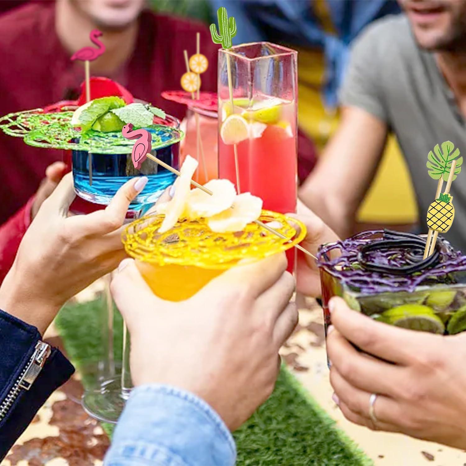 150 Palillos de Bambú Decorativos para Aperitivos Tropicales