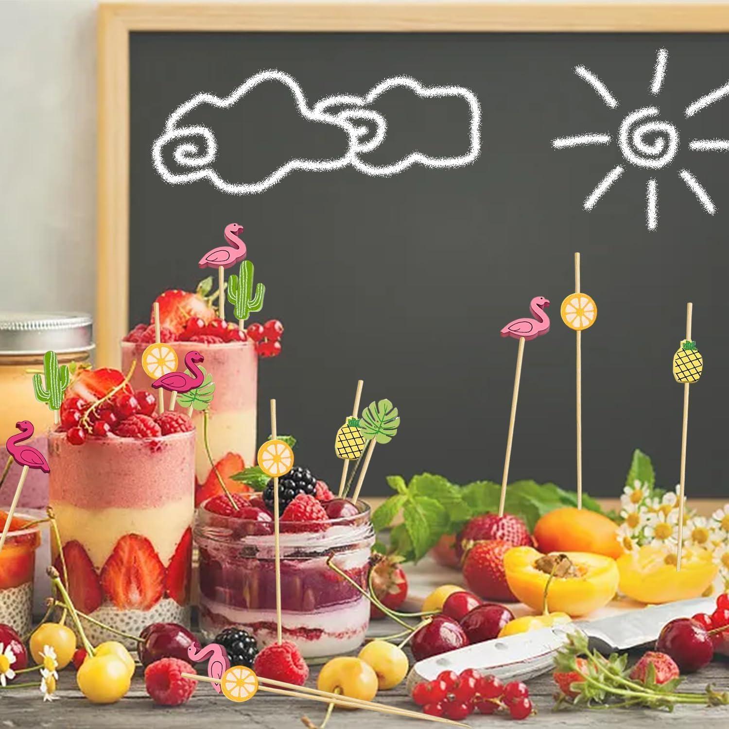 150 Palillos de Bambú Decorativos para Aperitivos Tropicales