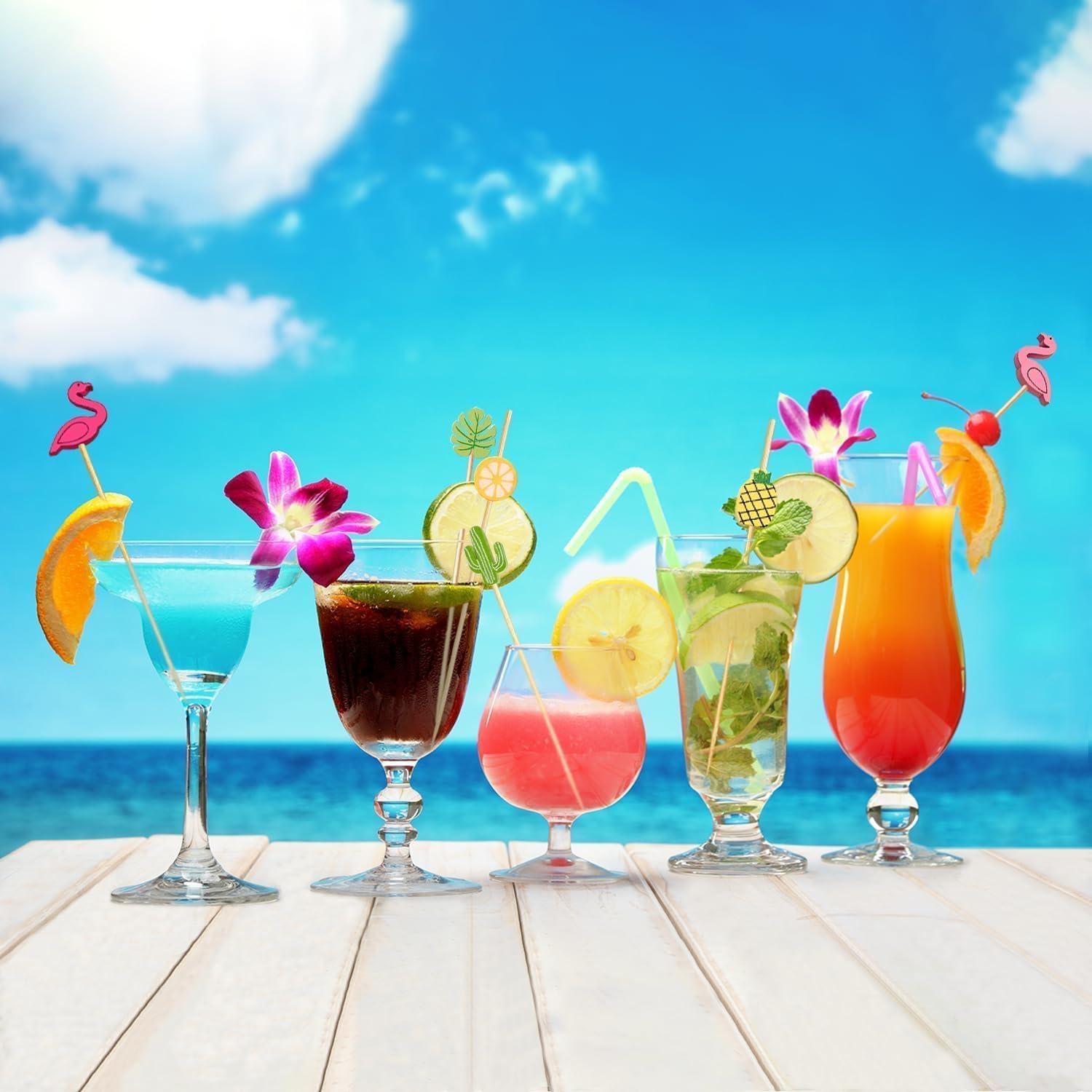 150 Palillos de Bambú Decorativos para Aperitivos Tropicales