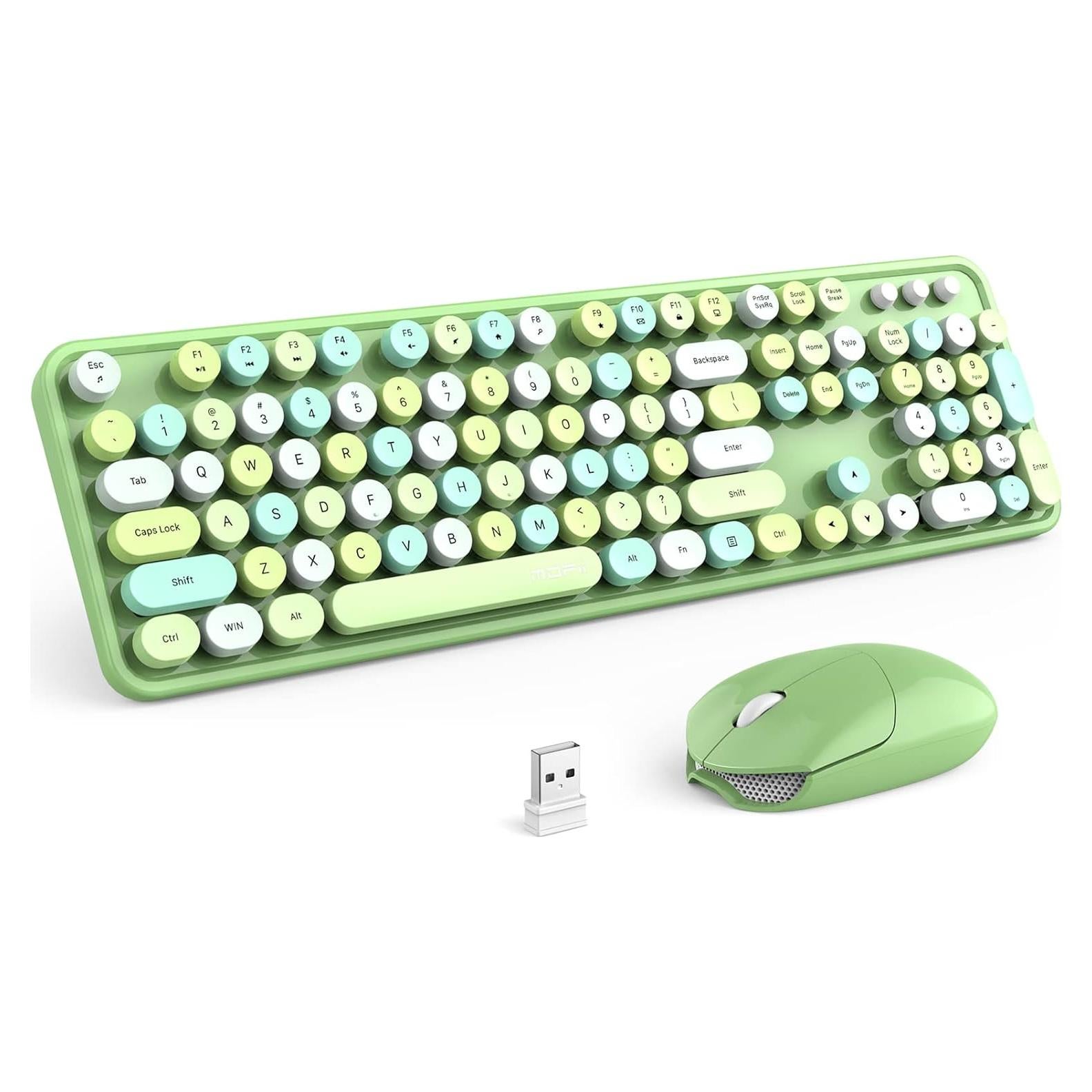 Combo Teclado y Ratón Inalámbrico MOFII Verde Colorido