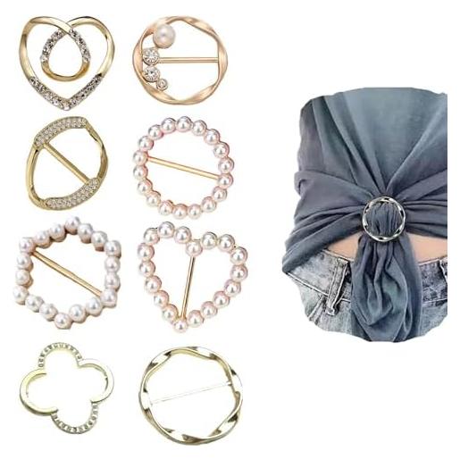 Clip de Anillo de Bufanda para Mujeres - 8 Piezas Oro
