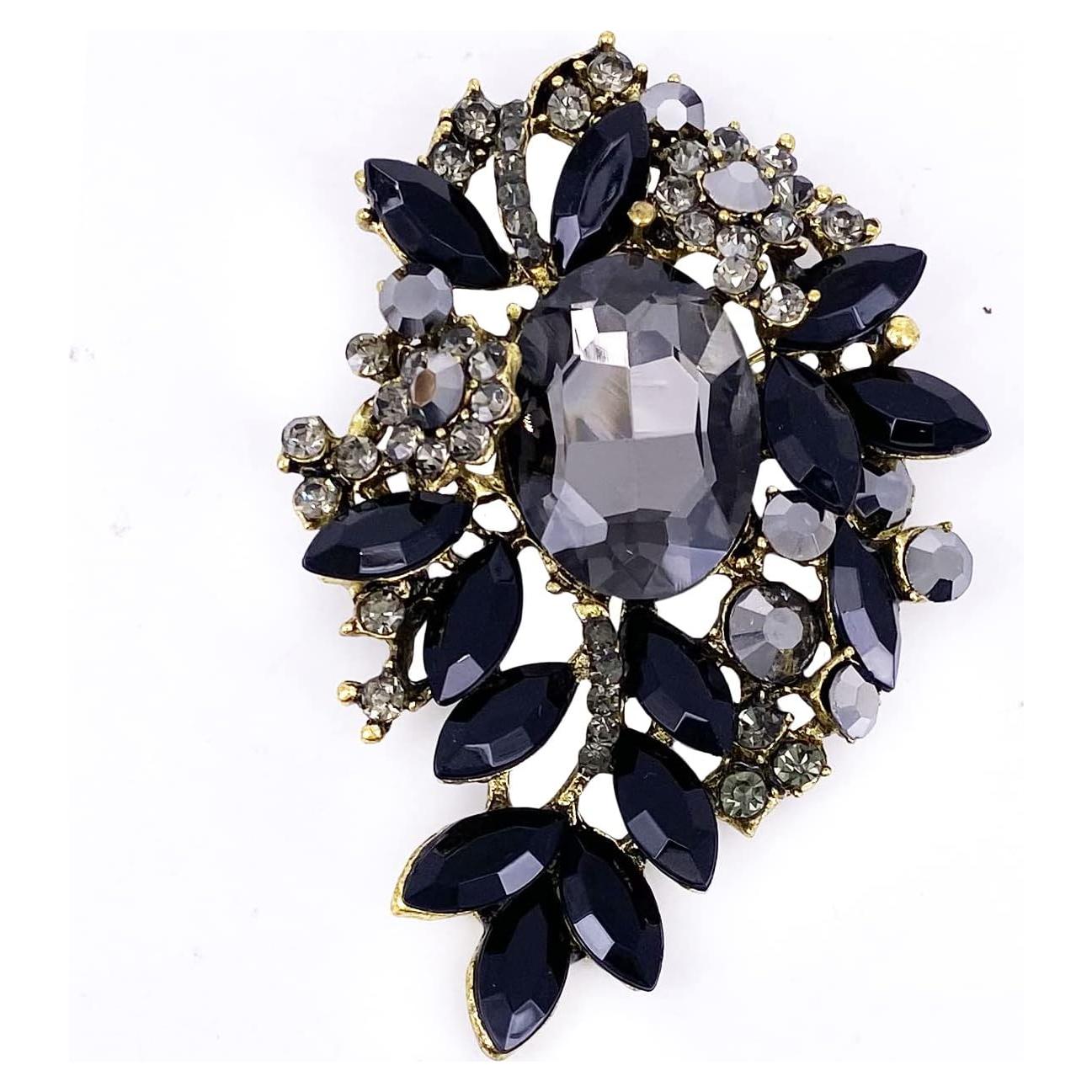 Broche Grande Vintage LAXPICOL de Flores y Hojas Dorado