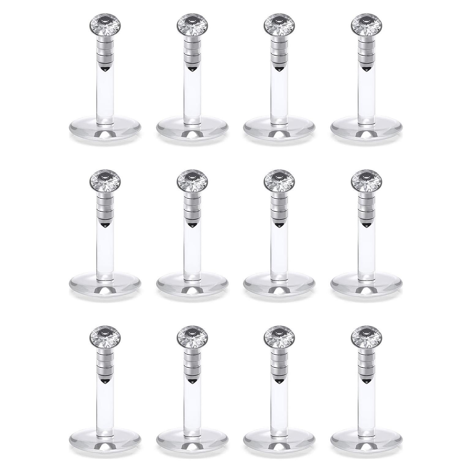 Anillos de Labio SCERRING 16G 1.2mm CZ con Rosca Interna 12PCS