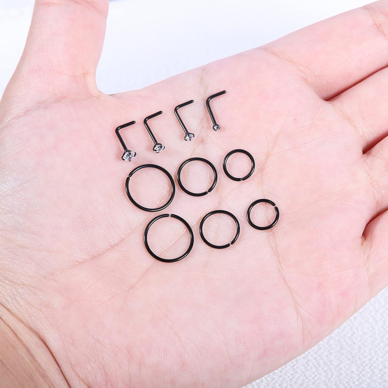 Aros Nasales Hipoalergénicos Acero Quirúrgico 316L 10 Pcs