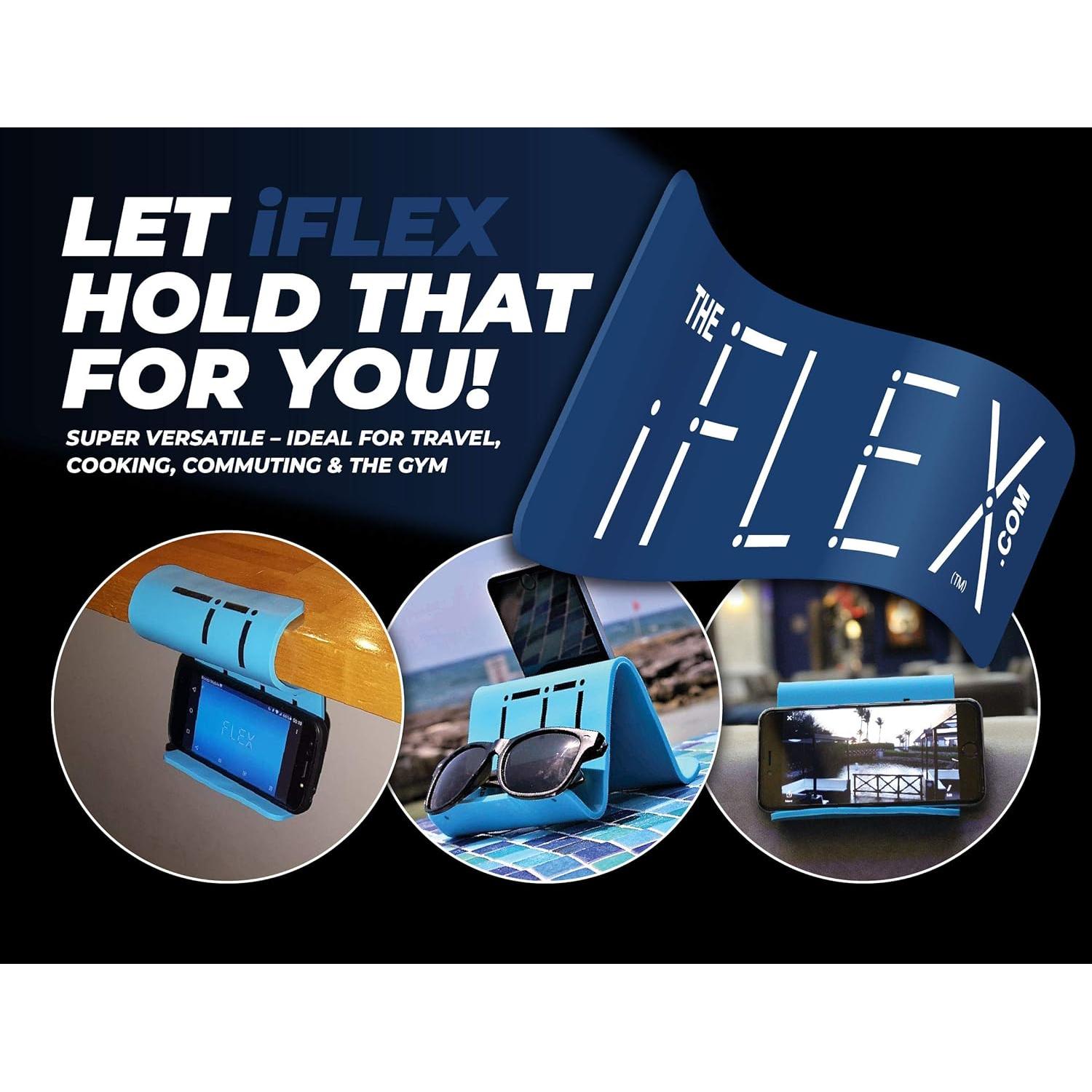 Soporte Flexible para Teléfono y Tableta iFLEX Buddy Azul - Ideal para Viajes y Uso en Casa