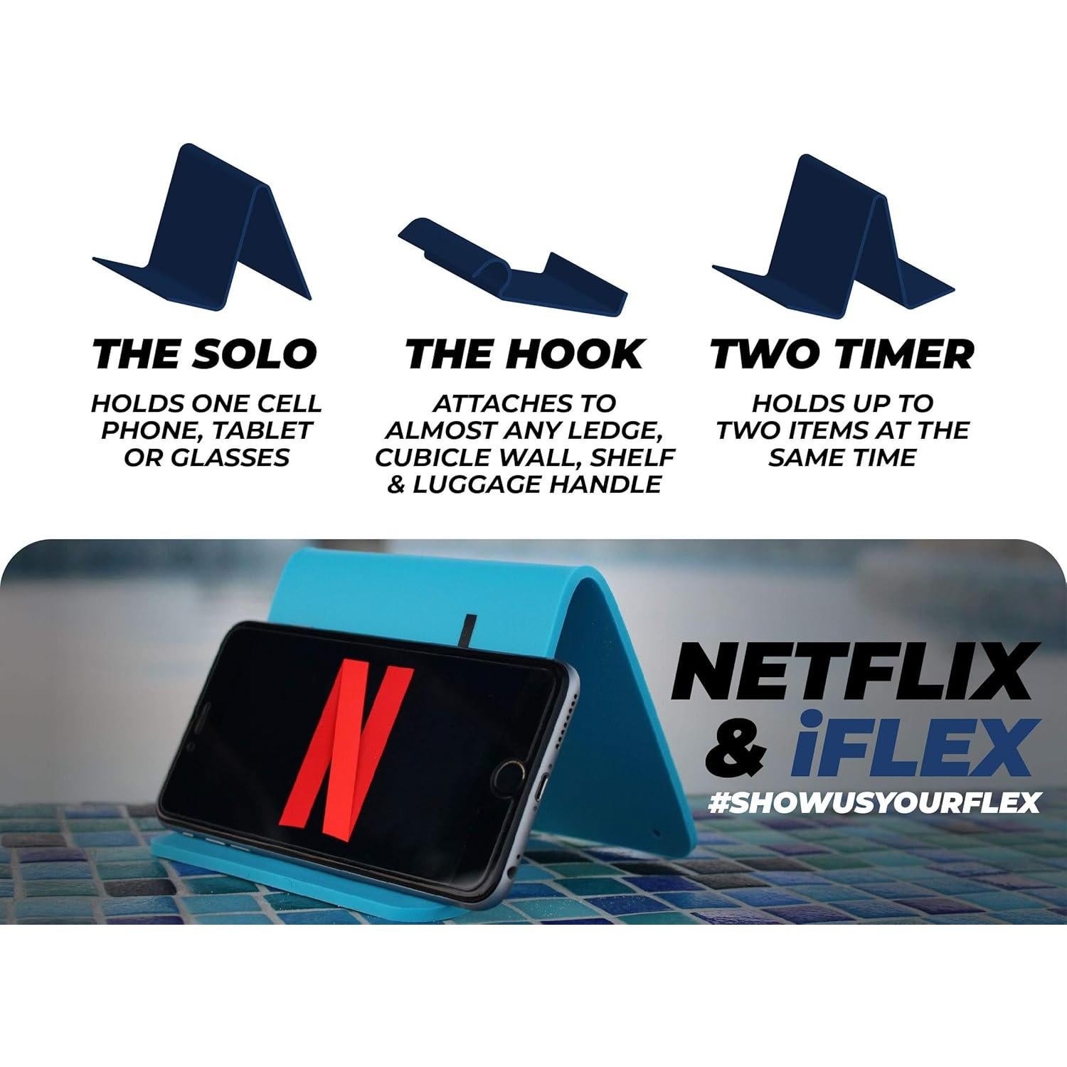 Soporte Flexible para Teléfono y Tableta iFLEX Buddy Azul - Ideal para Viajes y Uso en Casa