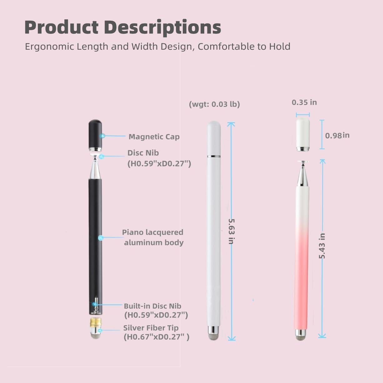 Lápiz Stylus Capacitivo 2 en 1 Pinzhong con Punta de Disco y Fibra