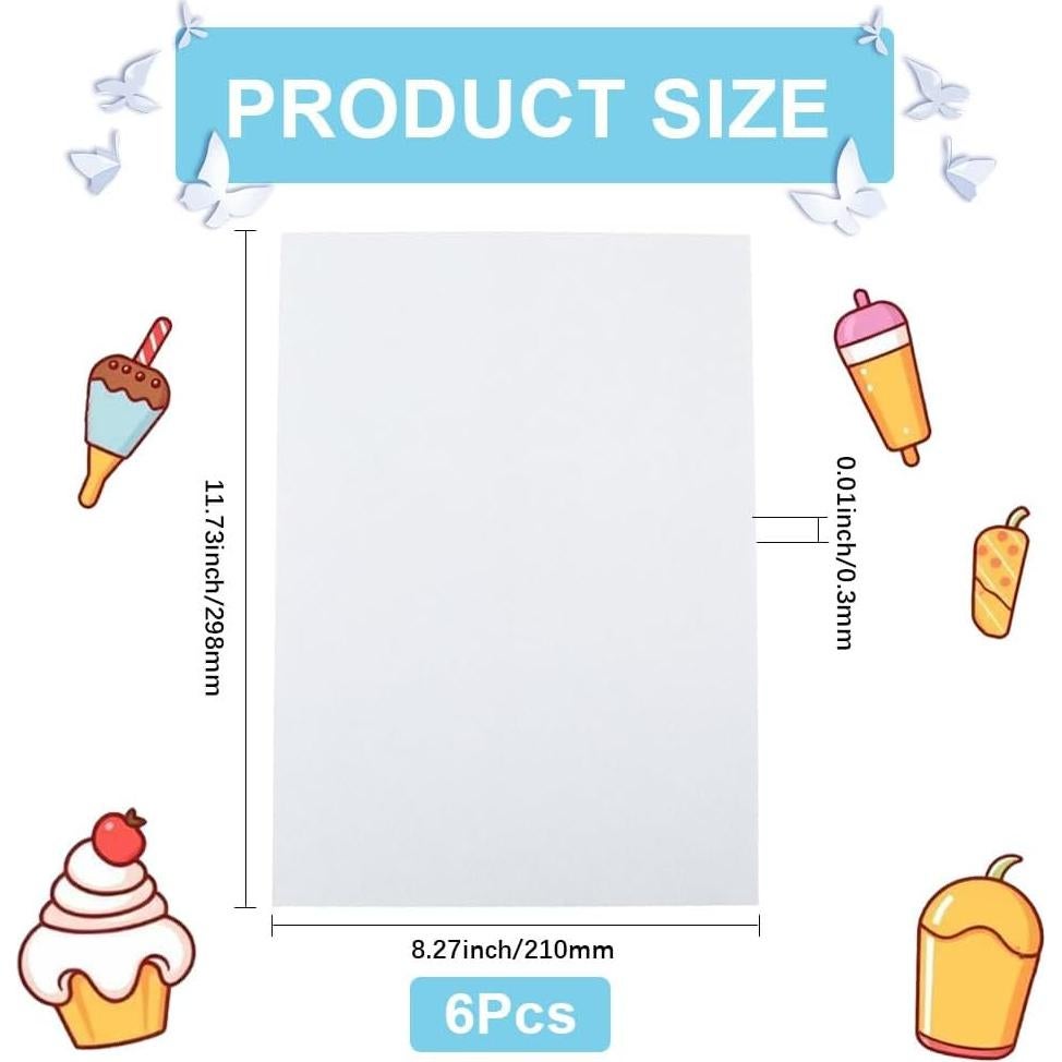 6 Hojas de Shrinky Dink Imprimibles SOFPLATE 298x210mm