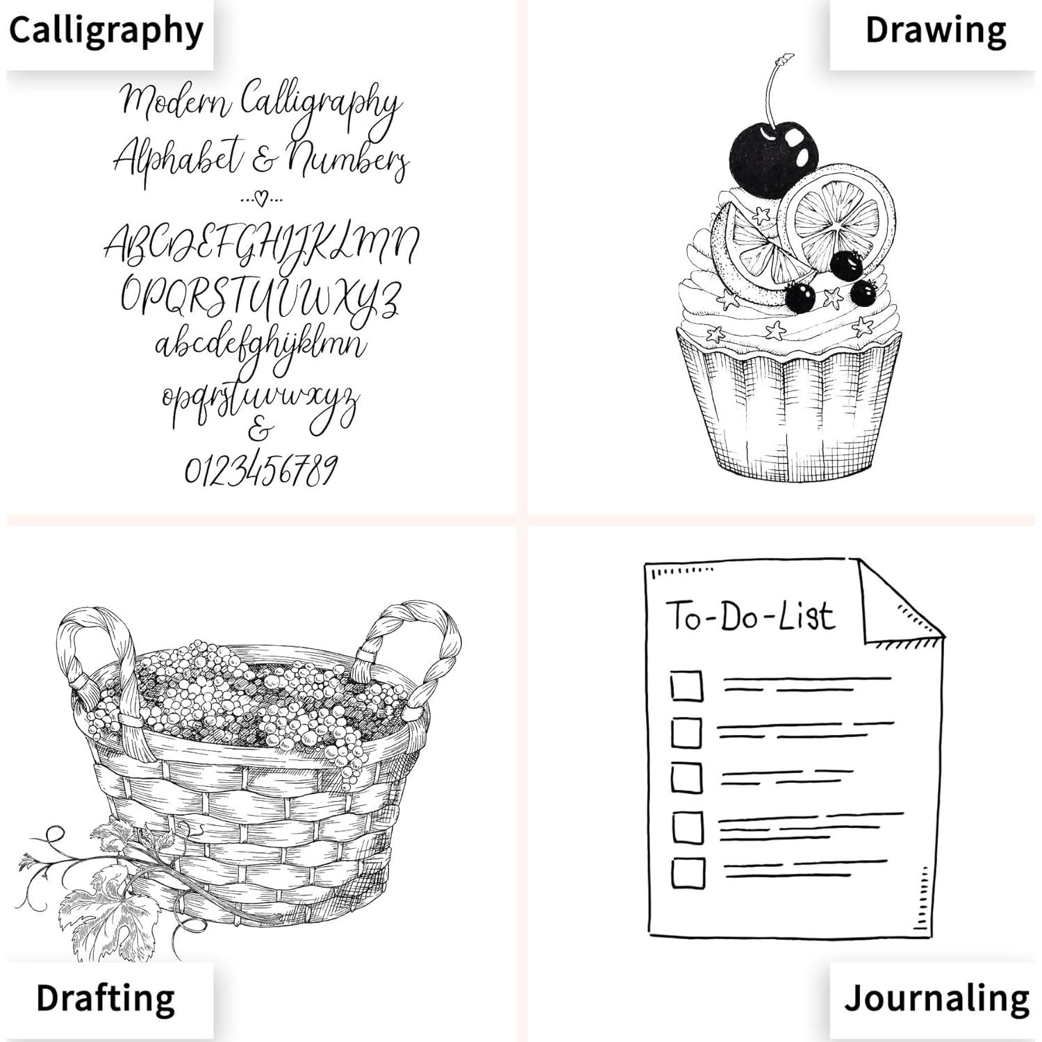 Set de 12 Bolígrafos Fineliner Toptime Negros 0.2-3.0mm