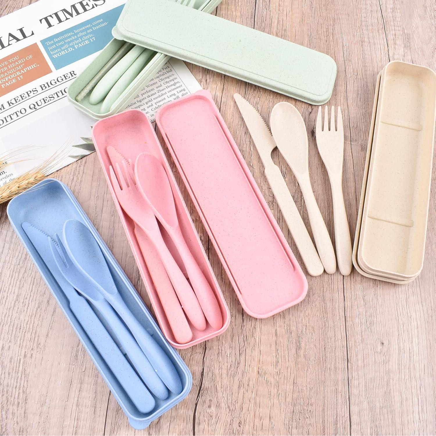 Juego de Cubiertos Portátiles Lnrkai de Paja de Trigo - 8 Piezas