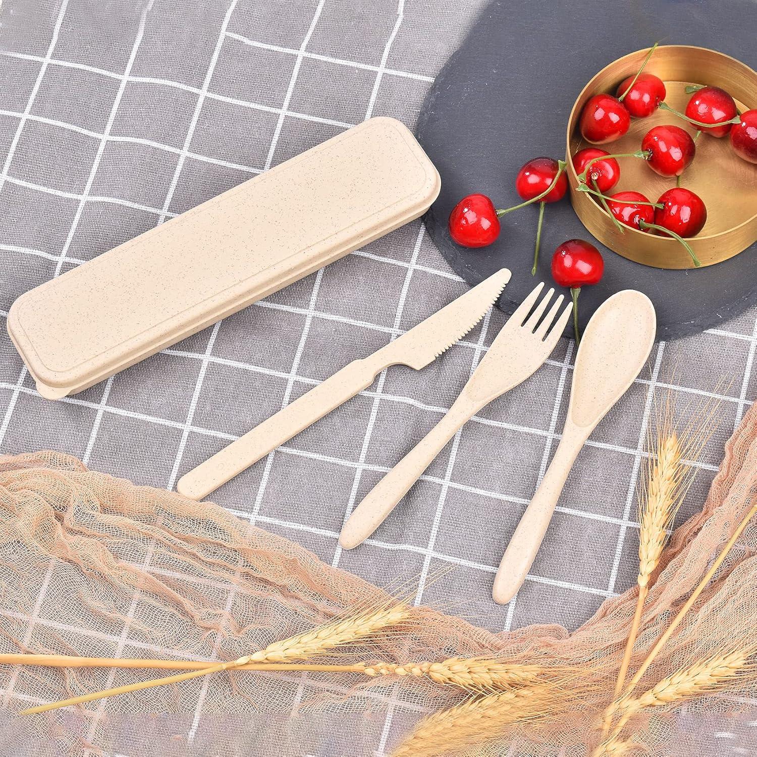 Juego de Cubiertos Portátiles Lnrkai de Paja de Trigo - 8 Piezas