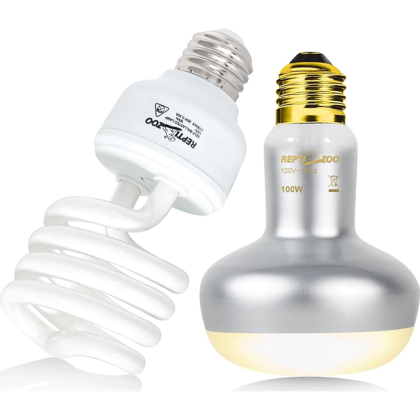 Paquete de Bombillas para Reptiles REPTI ZOO 100W y 26W UVB