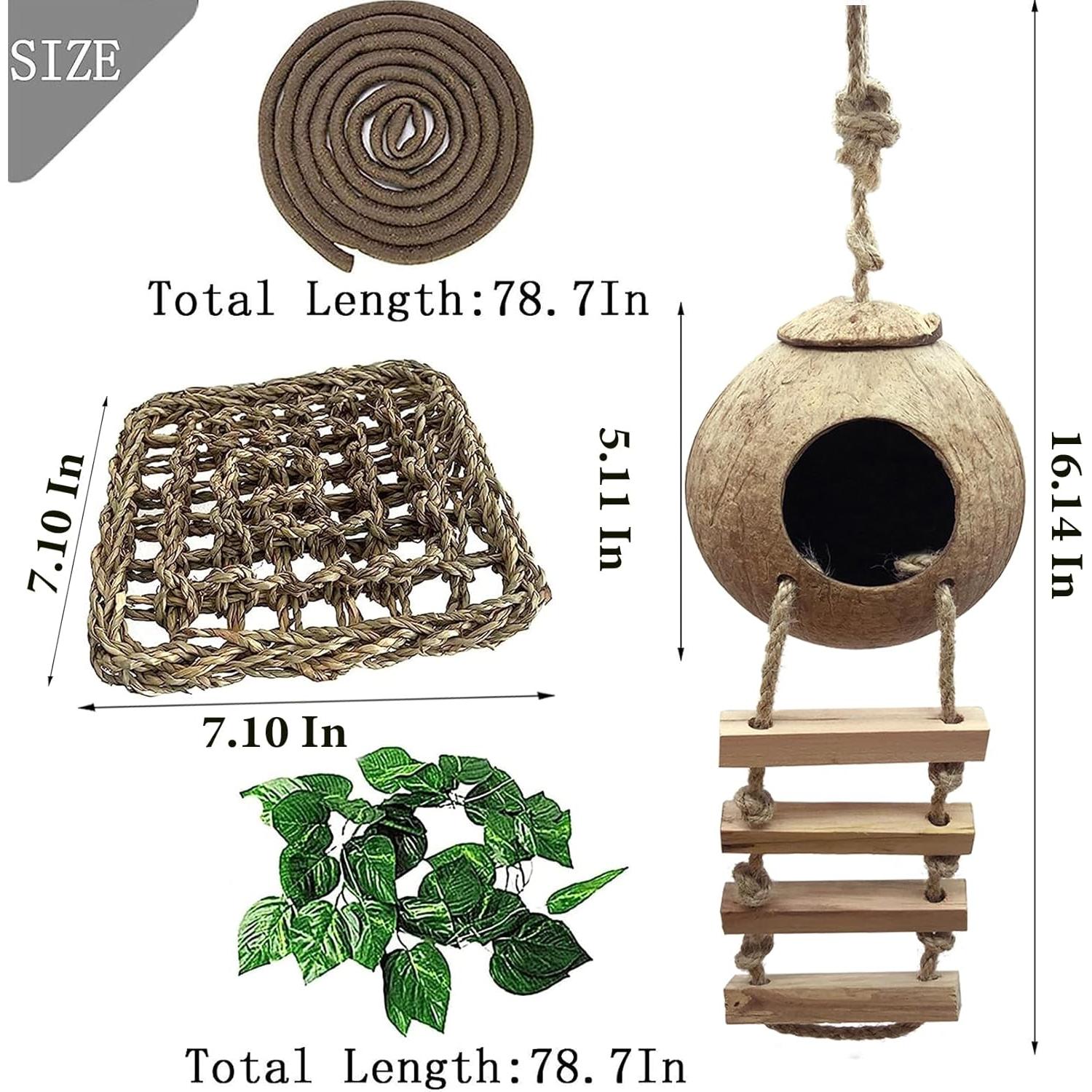 Accesorios para Terrario MUYG - Refugio de Coco y Hamaca