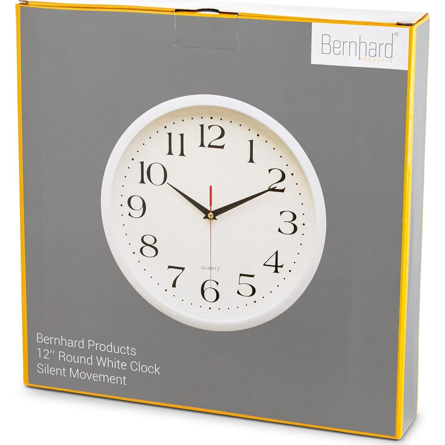 Reloj de Pared Blanco Bernhard 30,48 cm Silencioso Cuarzo
