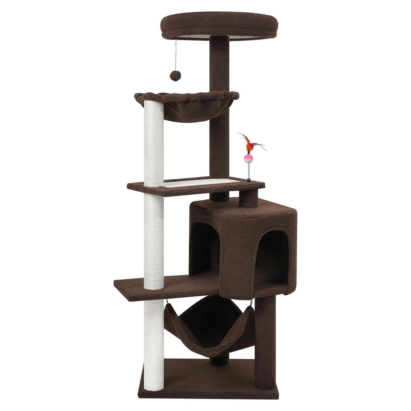 Árbol para Gatos YUNIQUE con Condominio y Hamaca 152.9 cm Café