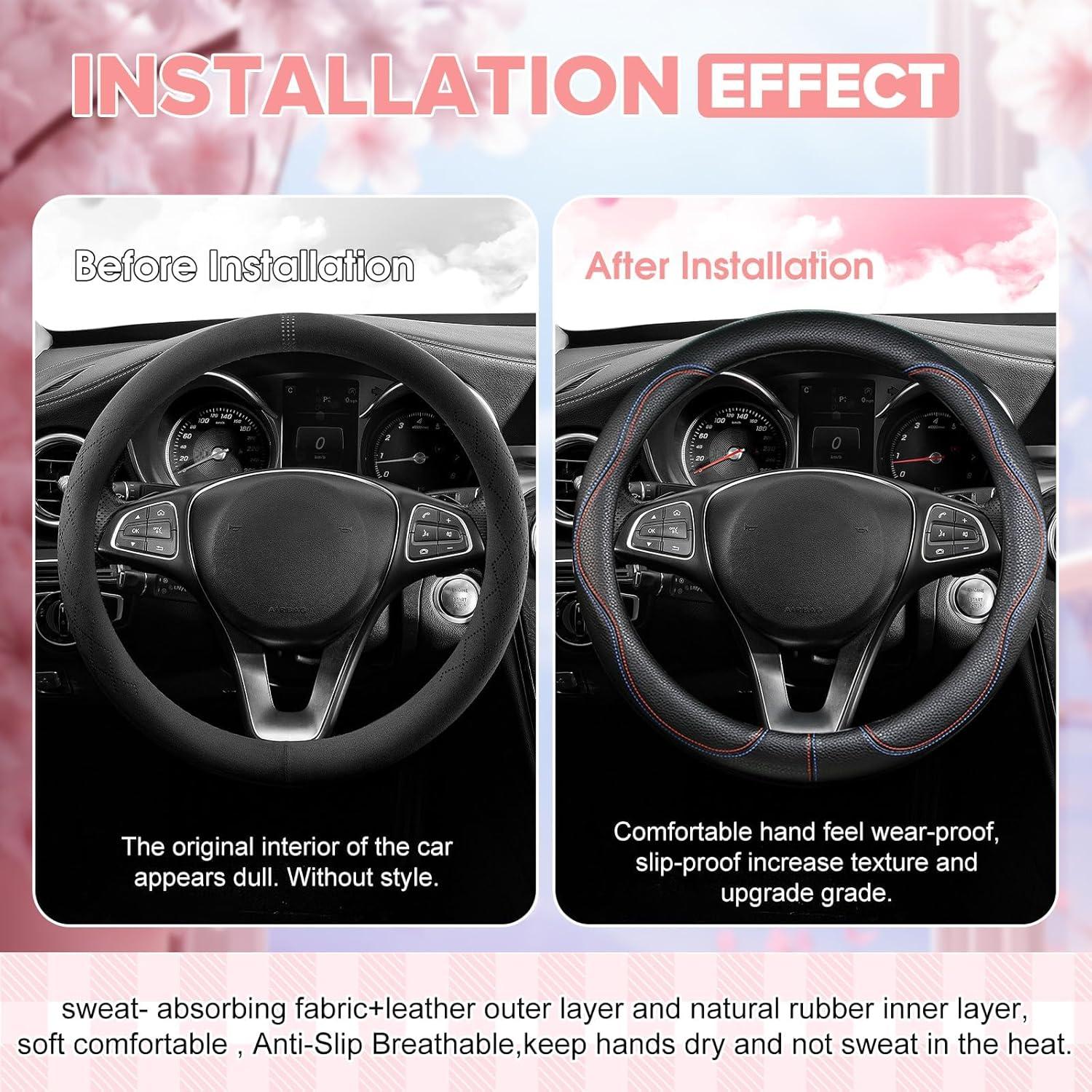 Cubierta de Volante Negra BubabyZZ 15 Pulgadas Antideslizante