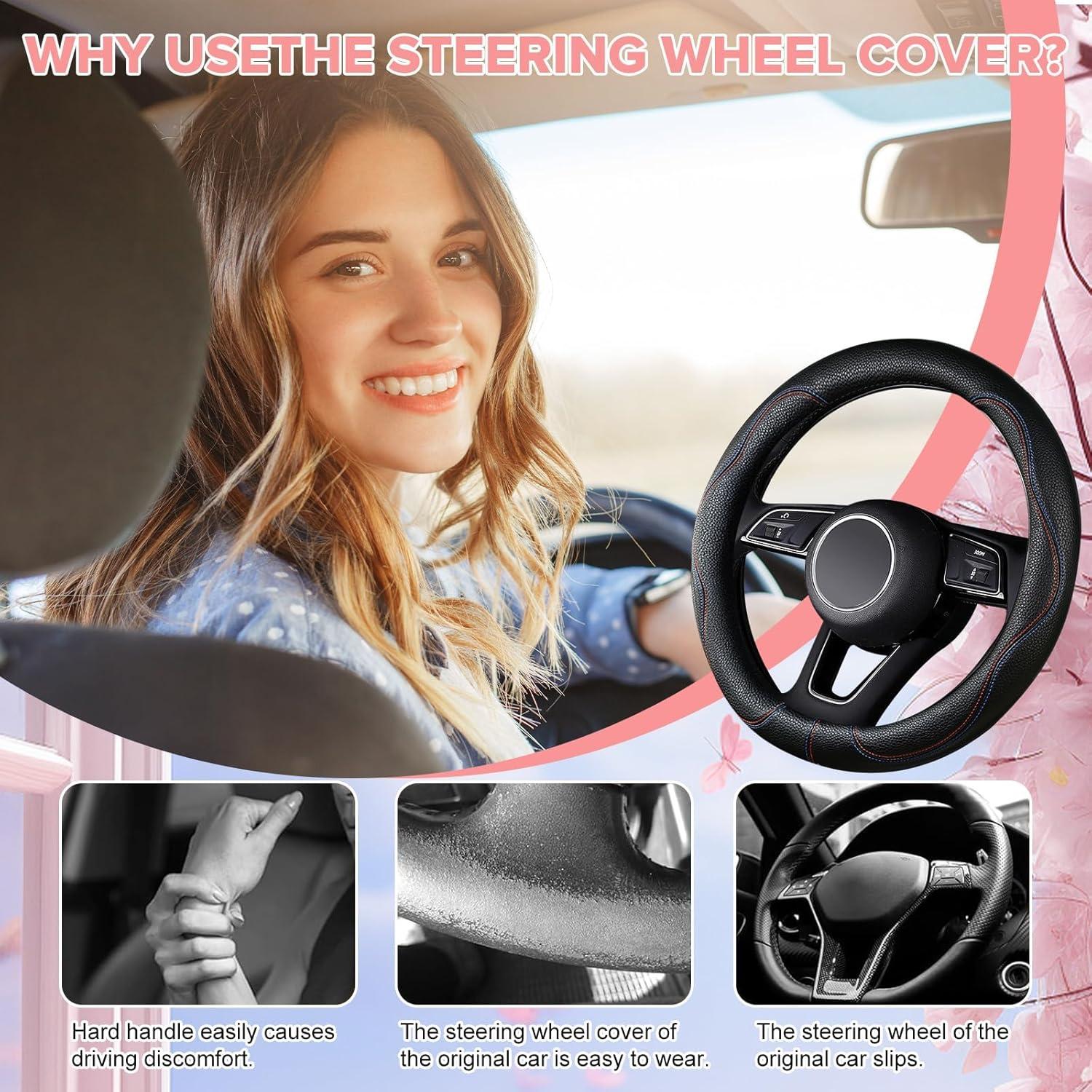 Cubierta de Volante Negra BubabyZZ 15 Pulgadas Antideslizante