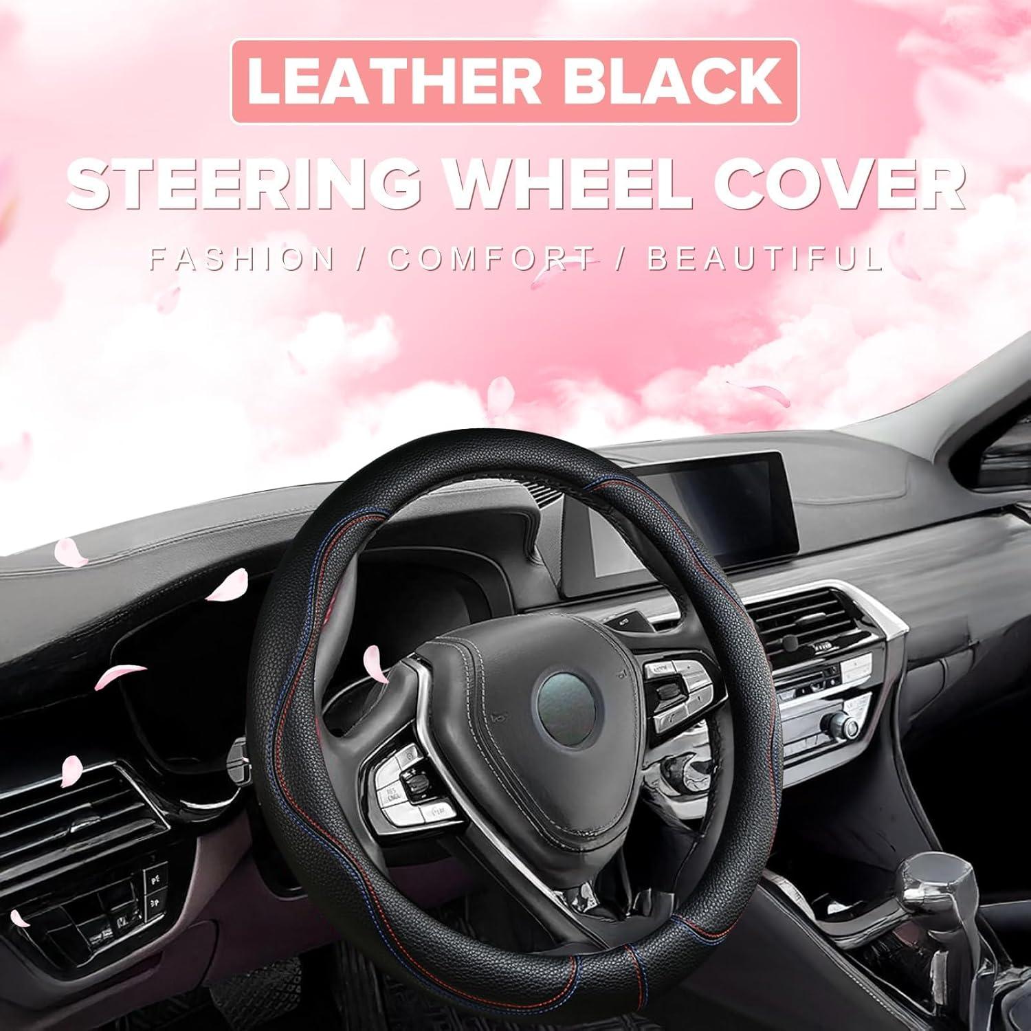 Cubierta de Volante Negra BubabyZZ 15 Pulgadas Antideslizante