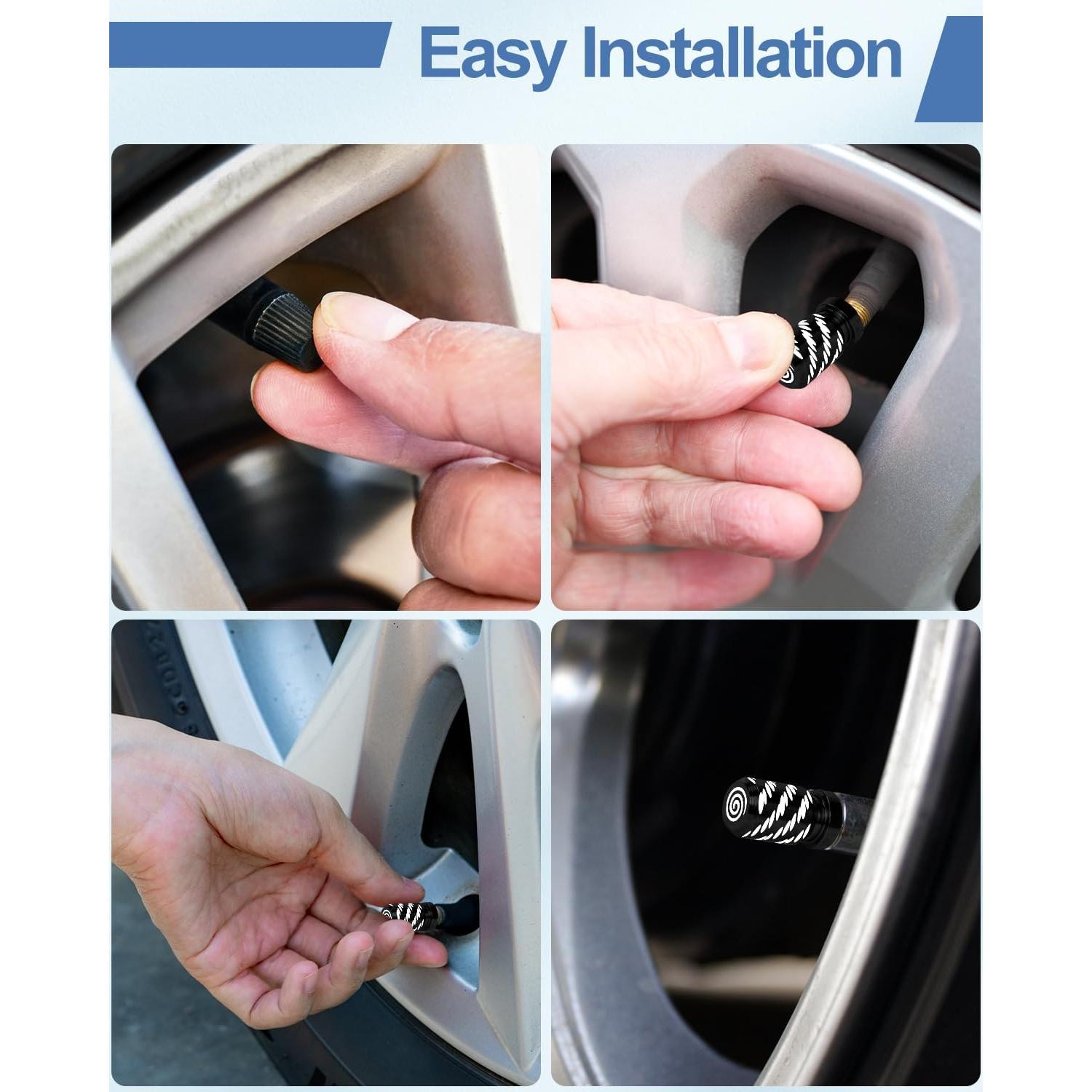 4 Tapas de Válvula de Neumático Whtawtaw GM-4 Aluminio Negro