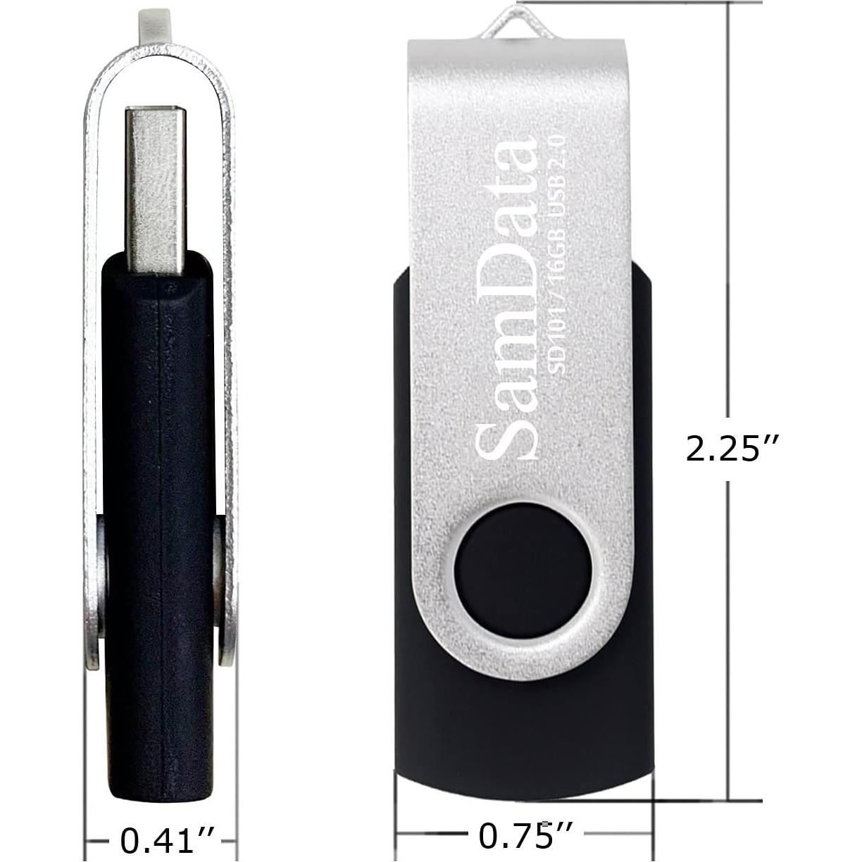 Unidad Flash USB 16GB SamData 2.0 Negra con LED