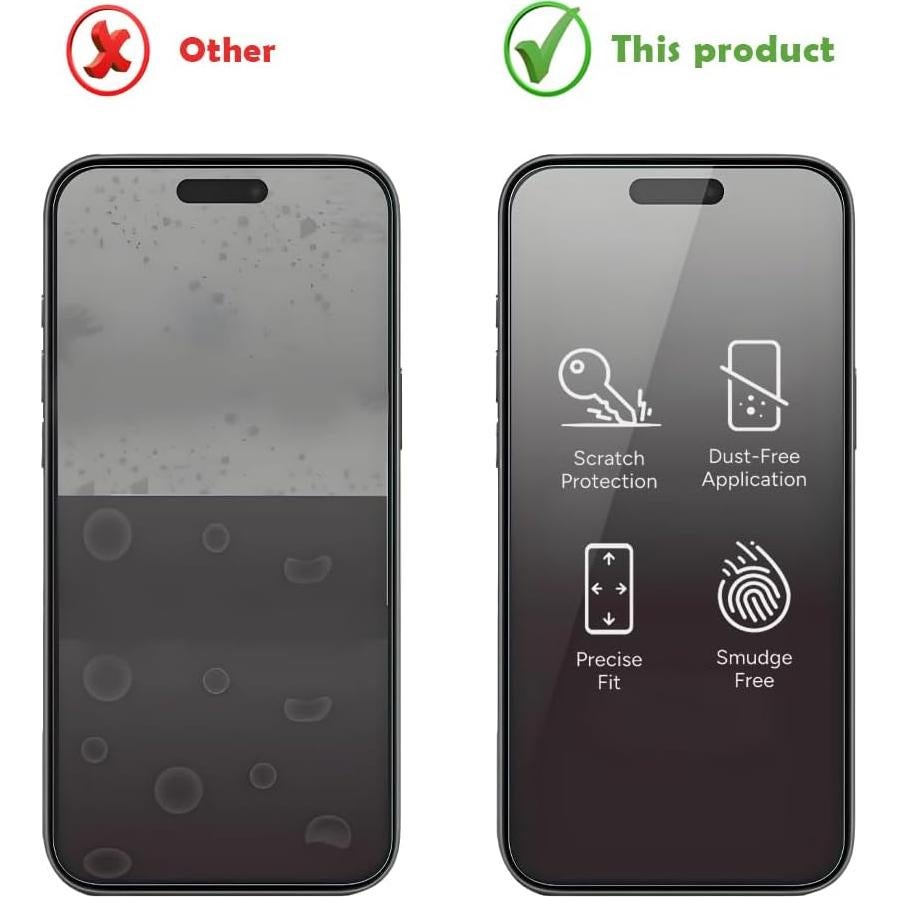 Paquete de 2 Protectores de Pantalla Vidrio Templado TOHUSHUAXI para iPhone 16 E