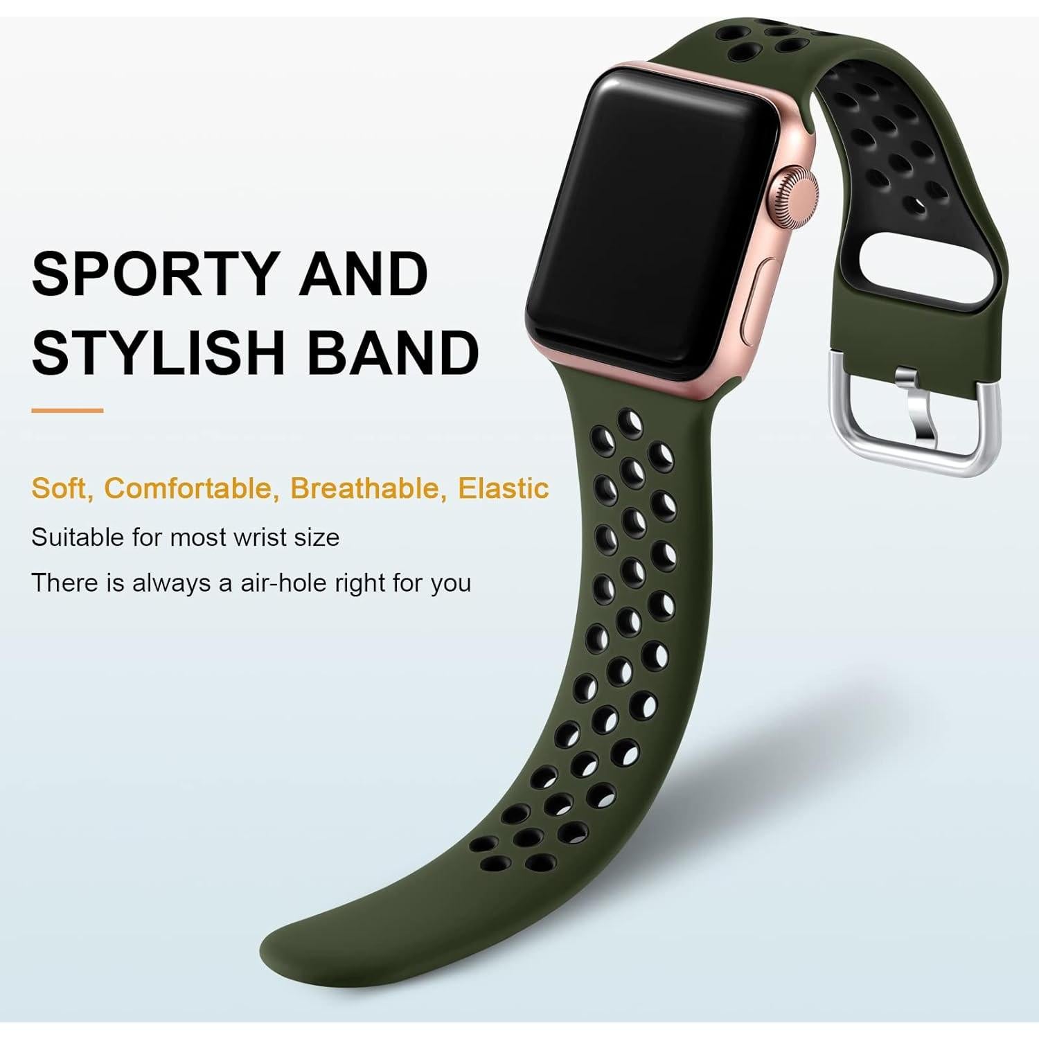 Banda Deportiva Silicona Lerobo para Apple Watch 3 Pack 38-49mm