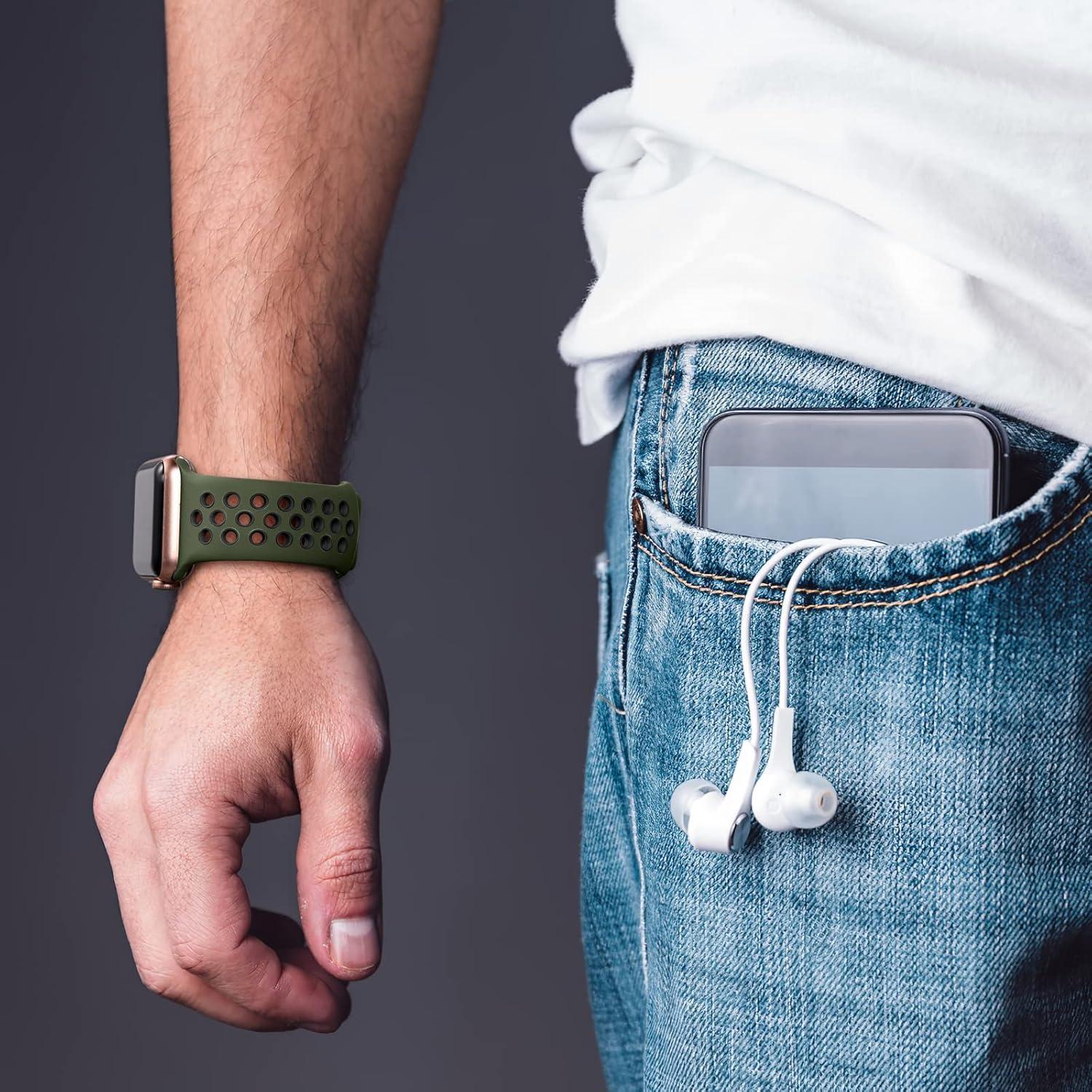 Banda Deportiva Silicona Lerobo para Apple Watch 3 Pack 38-49mm