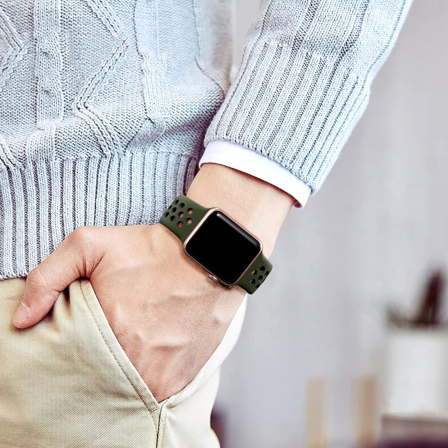 Banda Deportiva Silicona Lerobo para Apple Watch 3 Pack 38-49mm