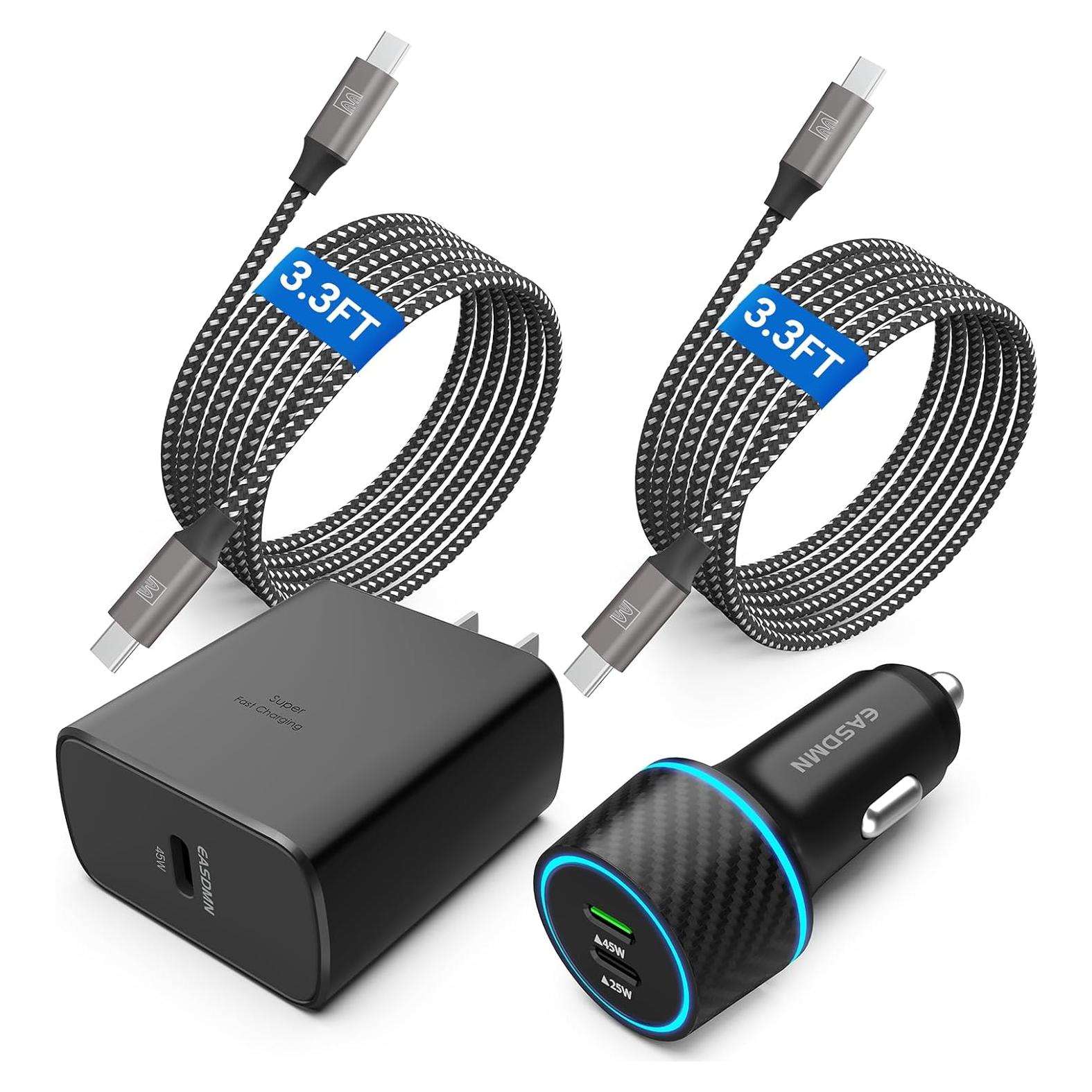 Cargador USB-C 45W Samsung + 2 Cables 1m Carga Rápida