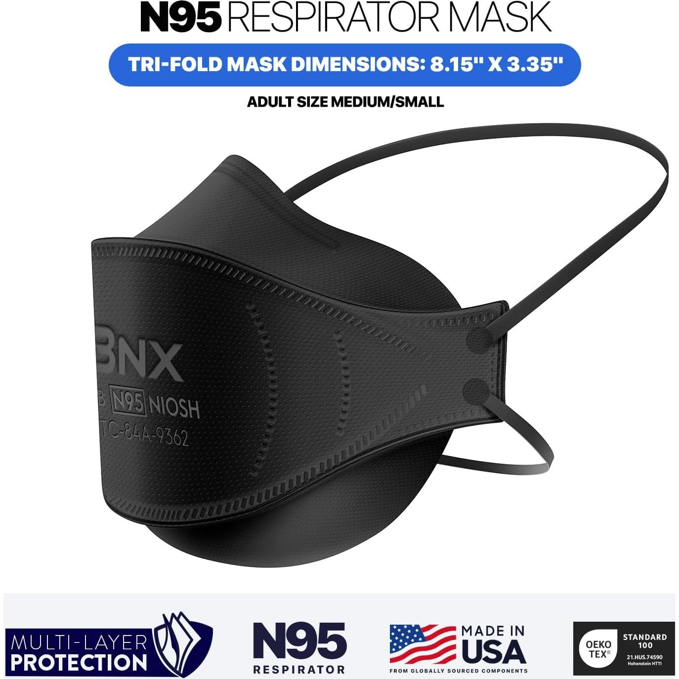 Máscaras N95 BNX Certificadas NIOSH - Paquete de 50 Unidades