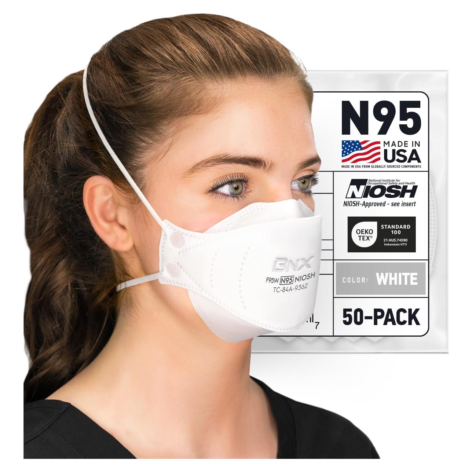 Máscara N95 BNX Certificada NIOSH - Paquete de 50 Unidades