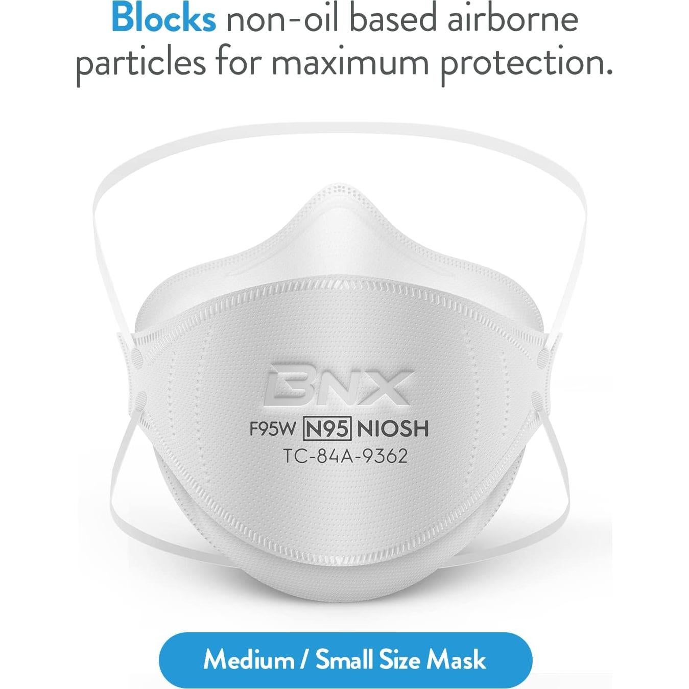 Máscara N95 BNX Certificada NIOSH - Paquete de 20 Unidades
