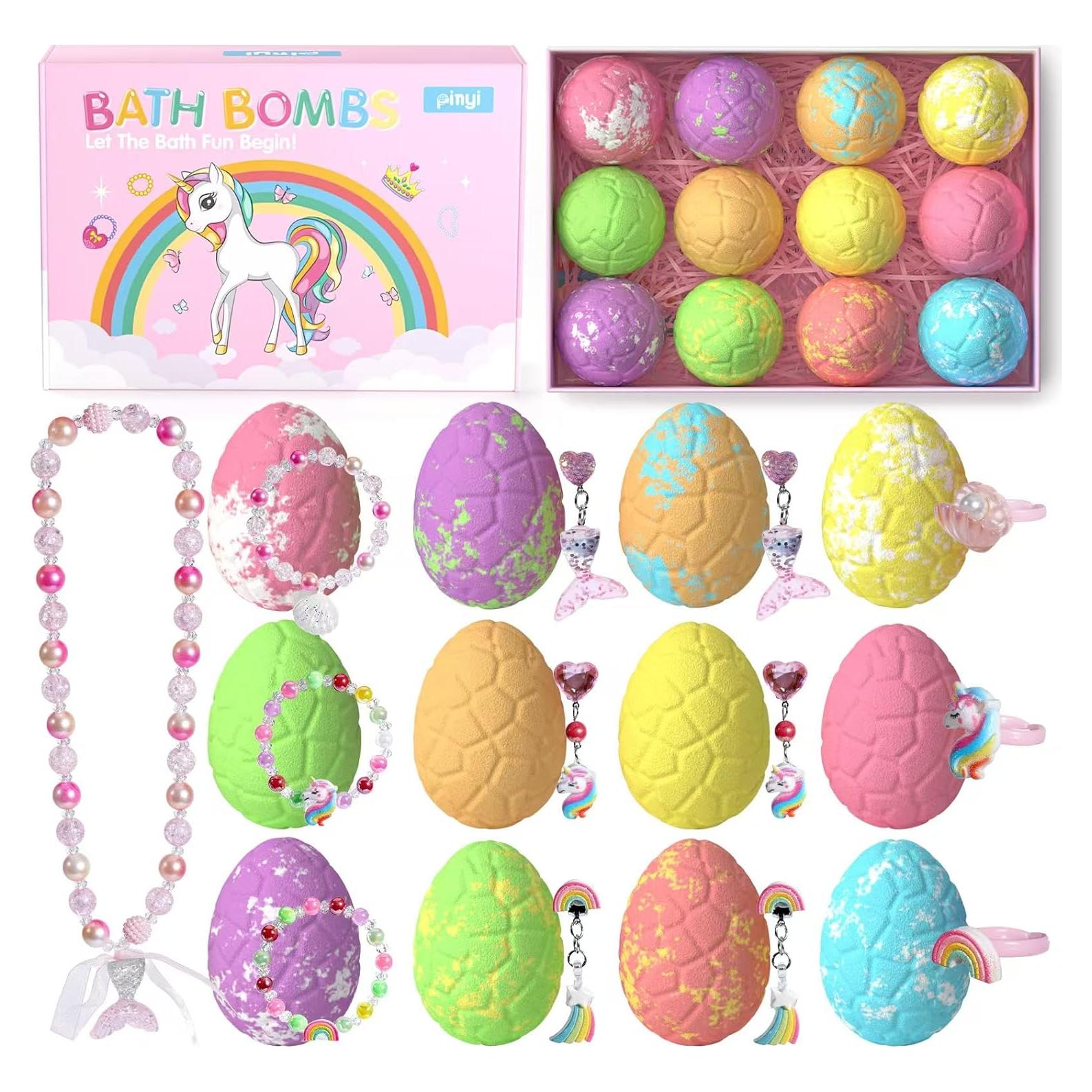 Bombas de baño Pinyi para niñas con joyería sorpresa - 12 unidades