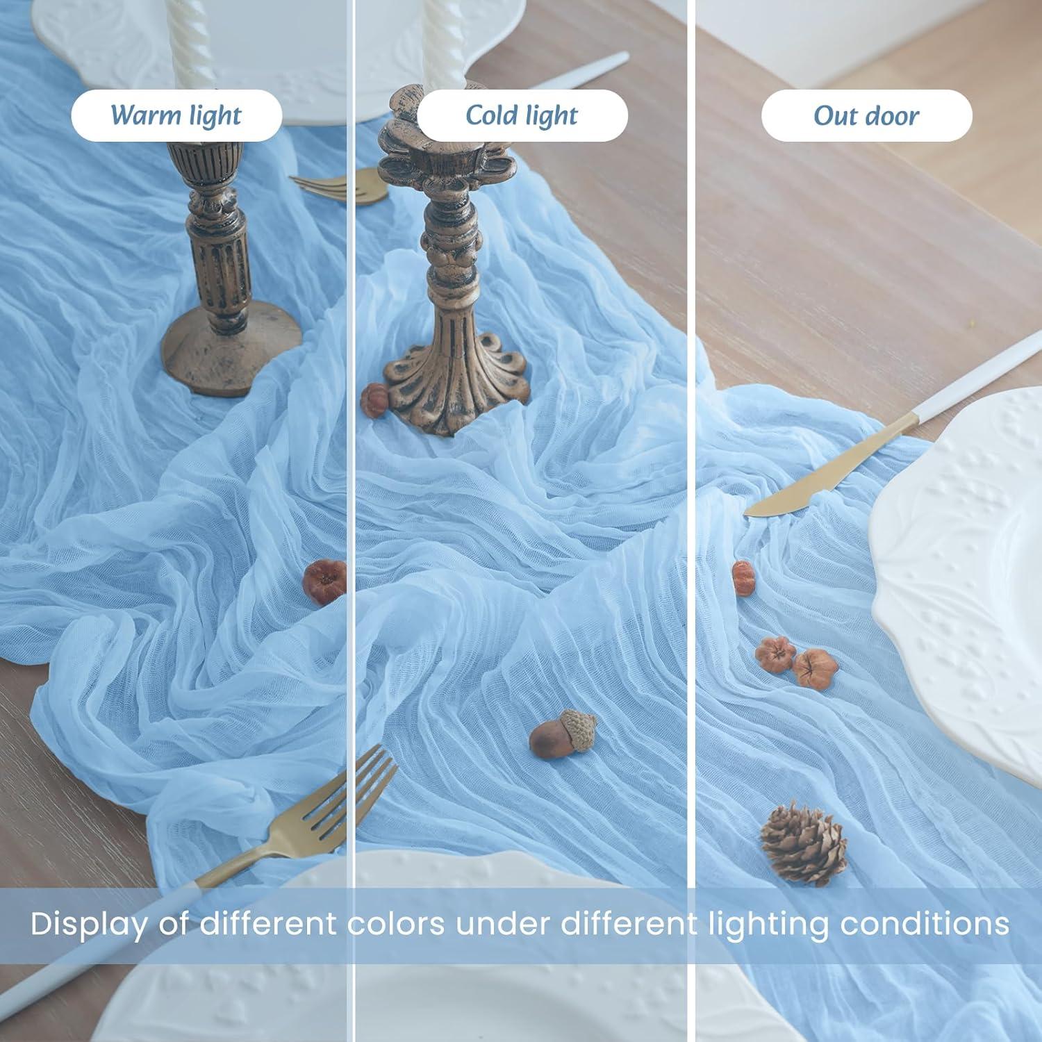 Cubre Mesa de Gasa DUGPIT 2Pcs Azul Bebé 35x120cm para Fiestas