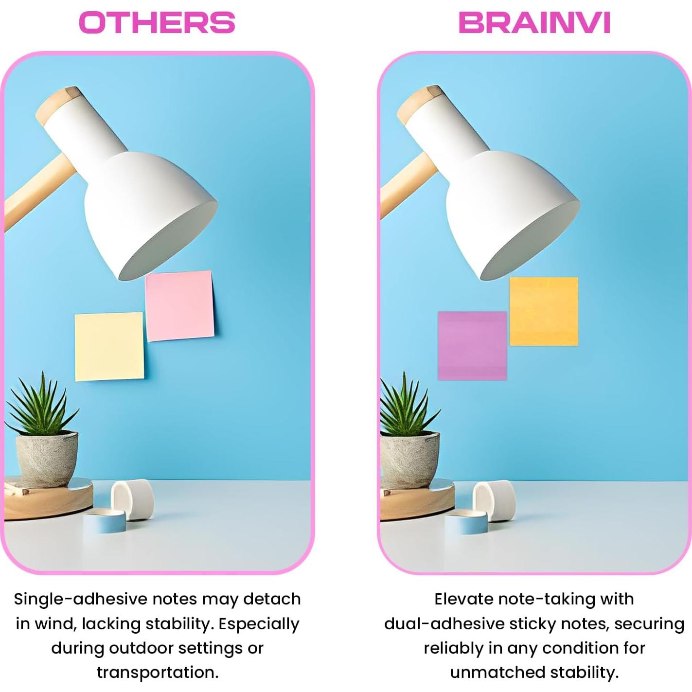 Notas Adhesivas BRAINVI 7.62x7.62 cm - 100 Hojas en 8 Colores