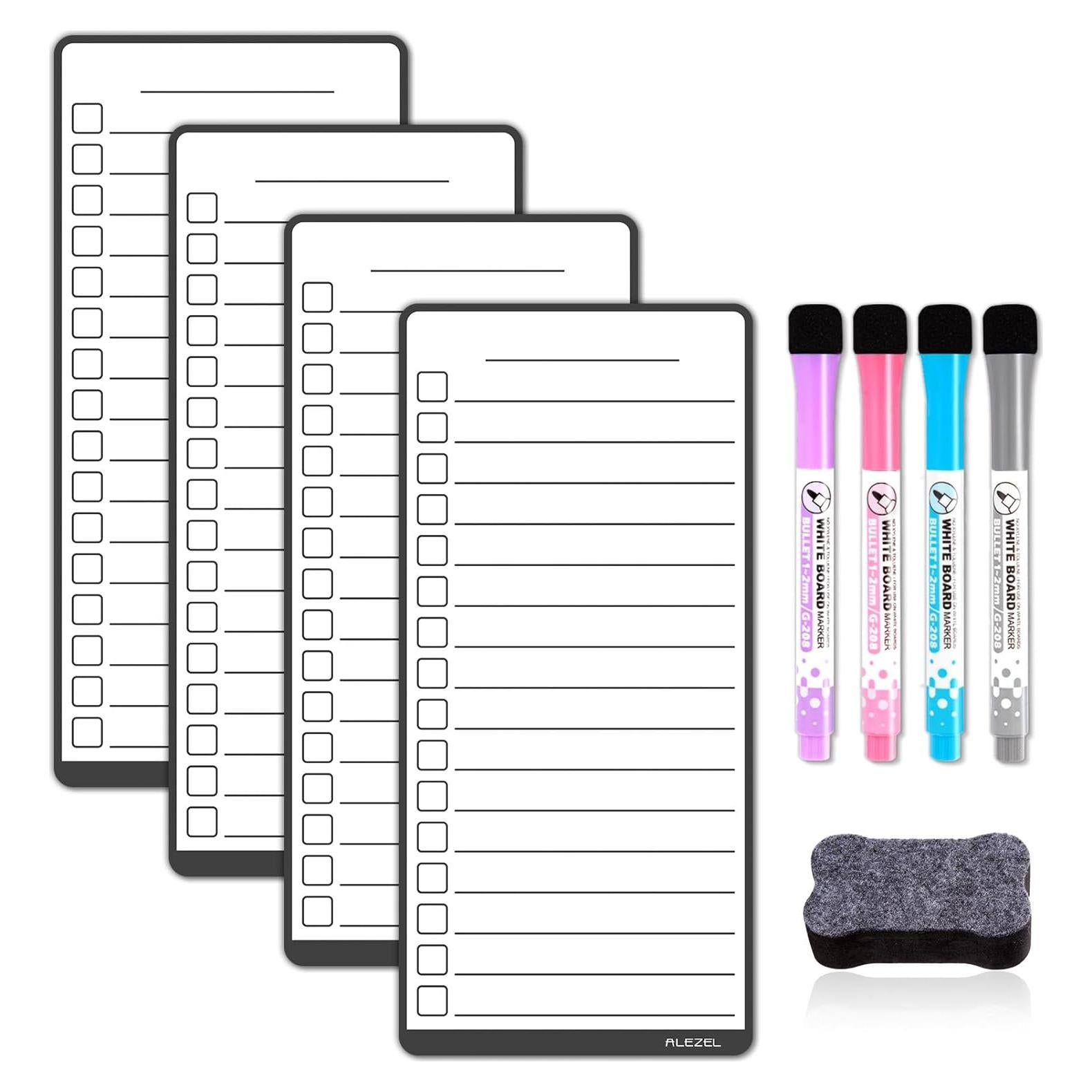 Pizarras Magnéticas Borrables ALEZEL - Set de 4 Pizarras 10.9x22.9cm